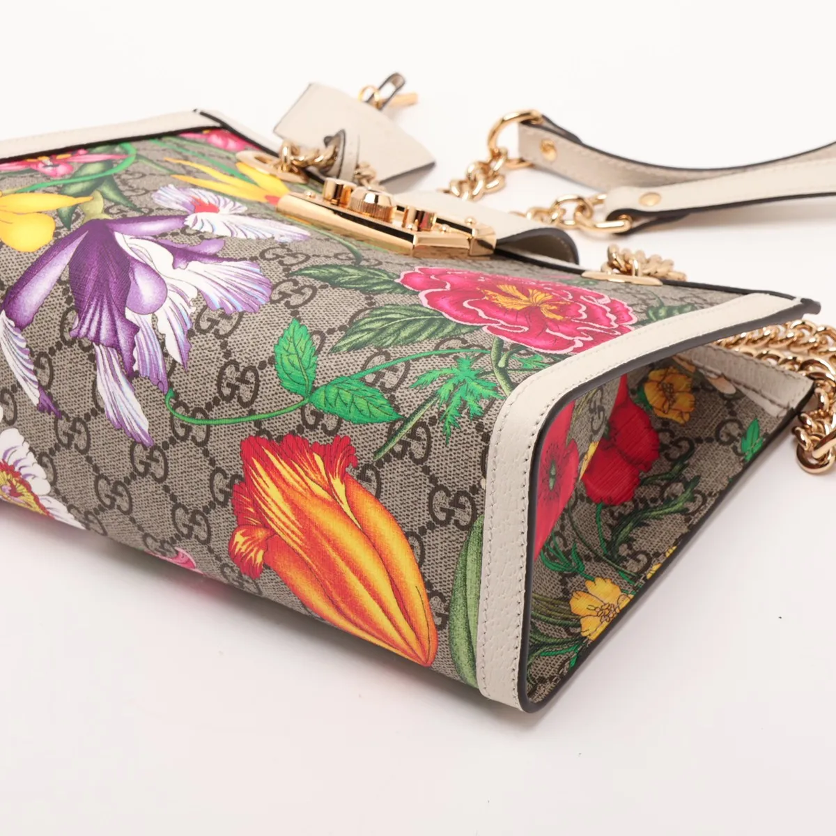 GG Flora 498156 PVC x Leather Chain Shoulder Bag, Multicolor — view 3