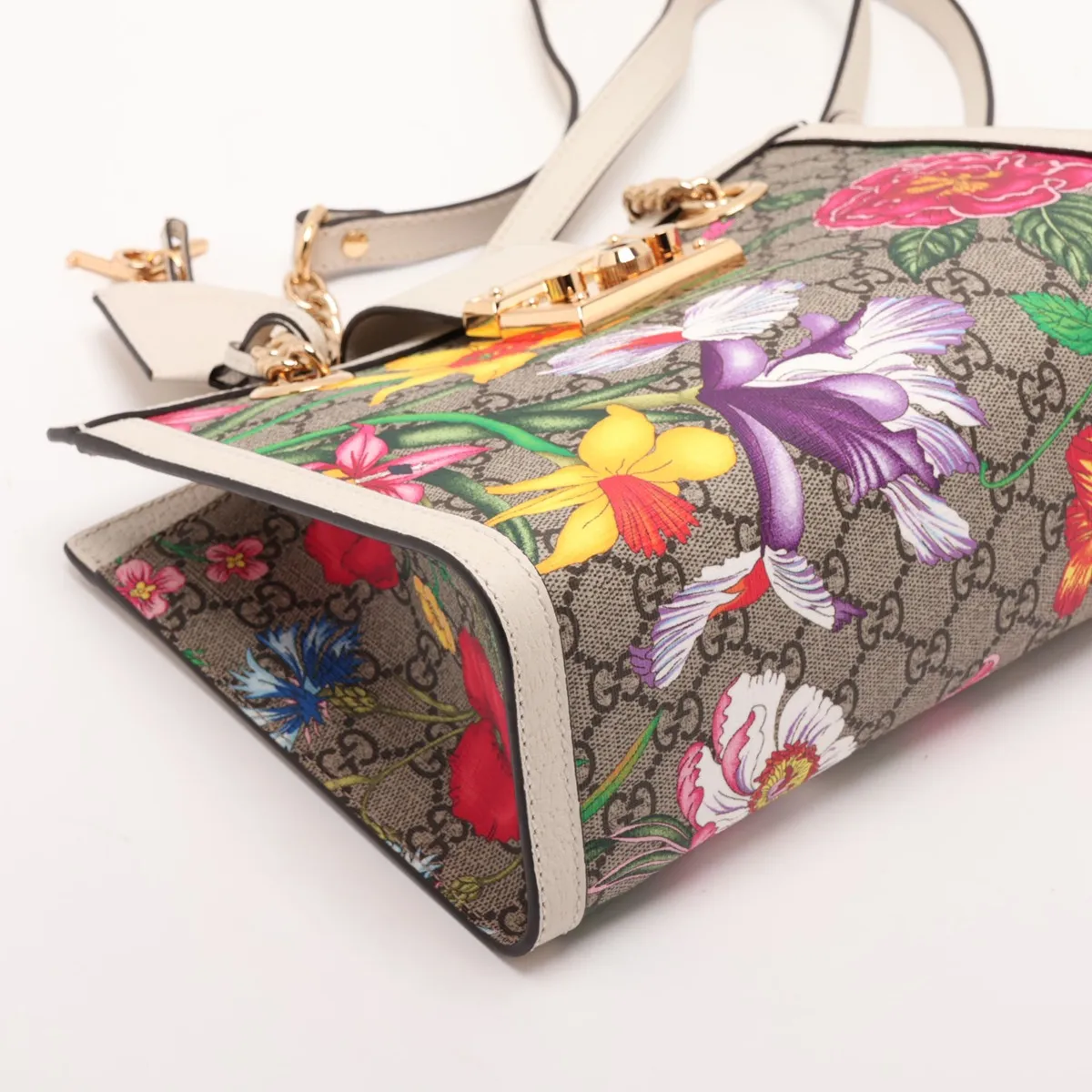 GG Flora 498156 PVC x Leather Chain Shoulder Bag, Multicolor — view 4