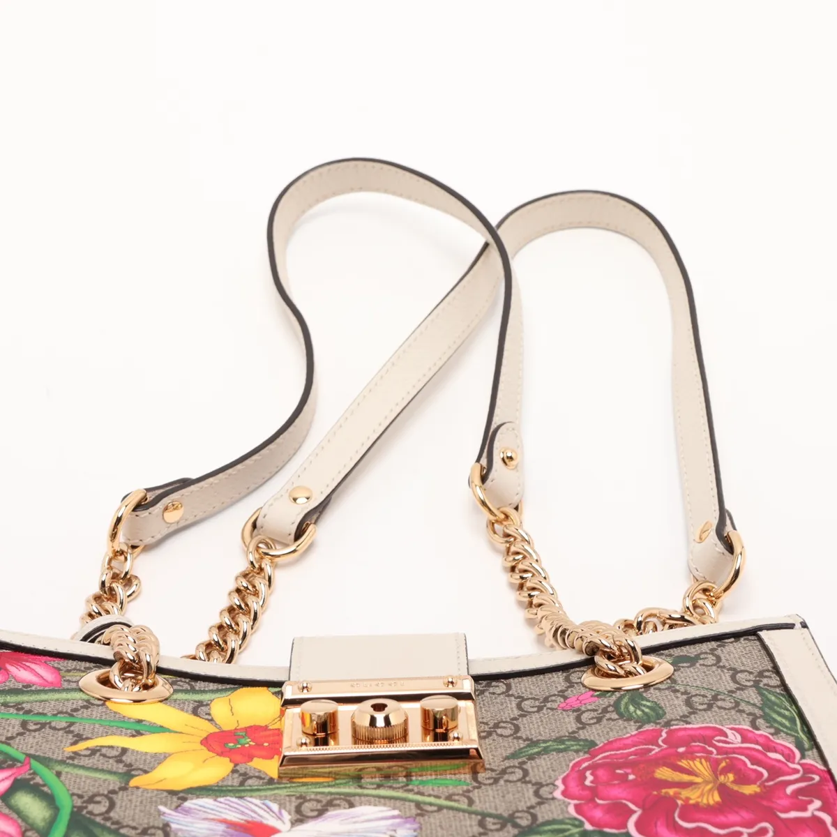 GG Flora 498156 PVC x Leather Chain Shoulder Bag, Multicolor — view 6