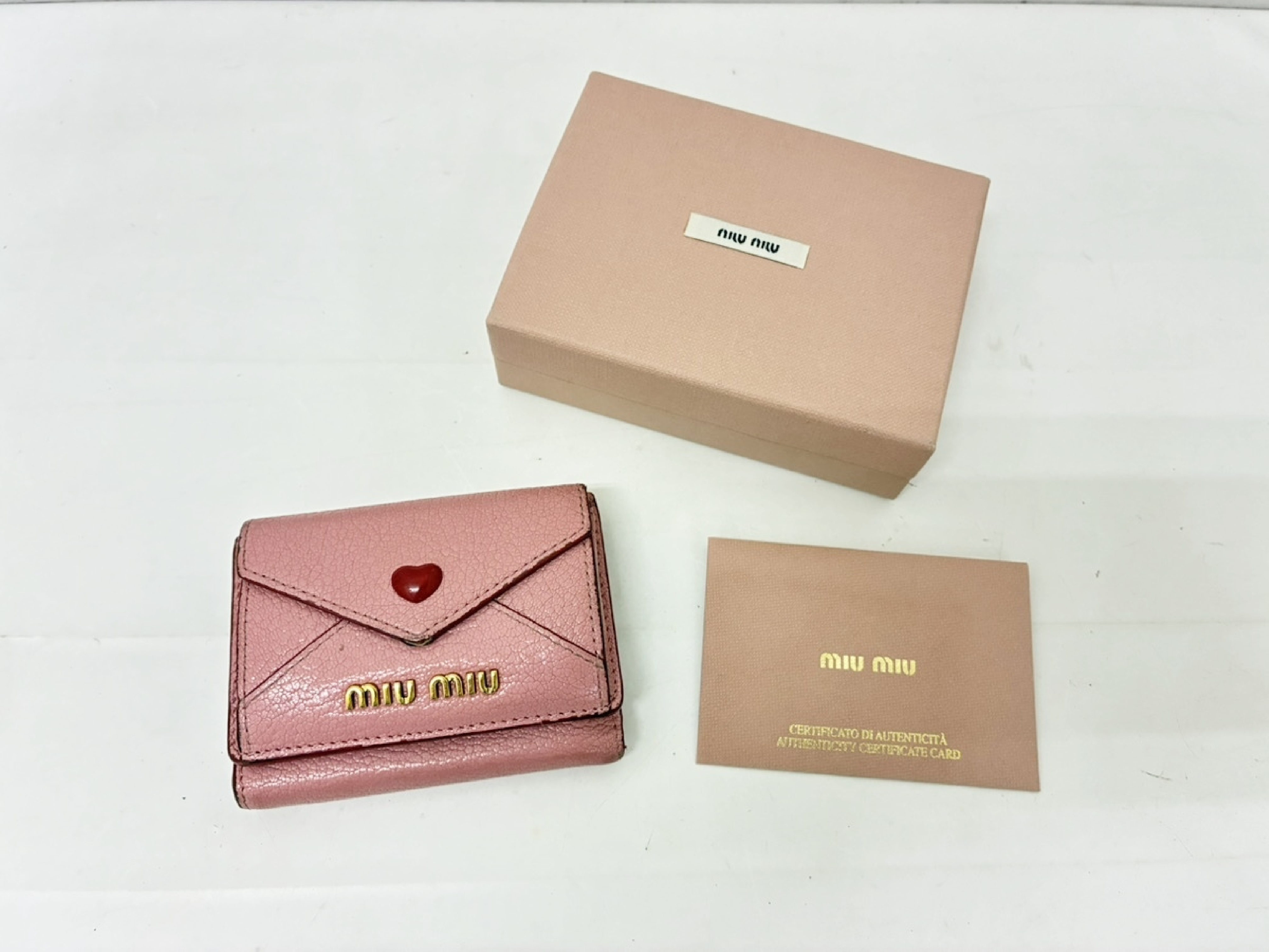 W hook mini wallet 5MH021 leather/pink wallet