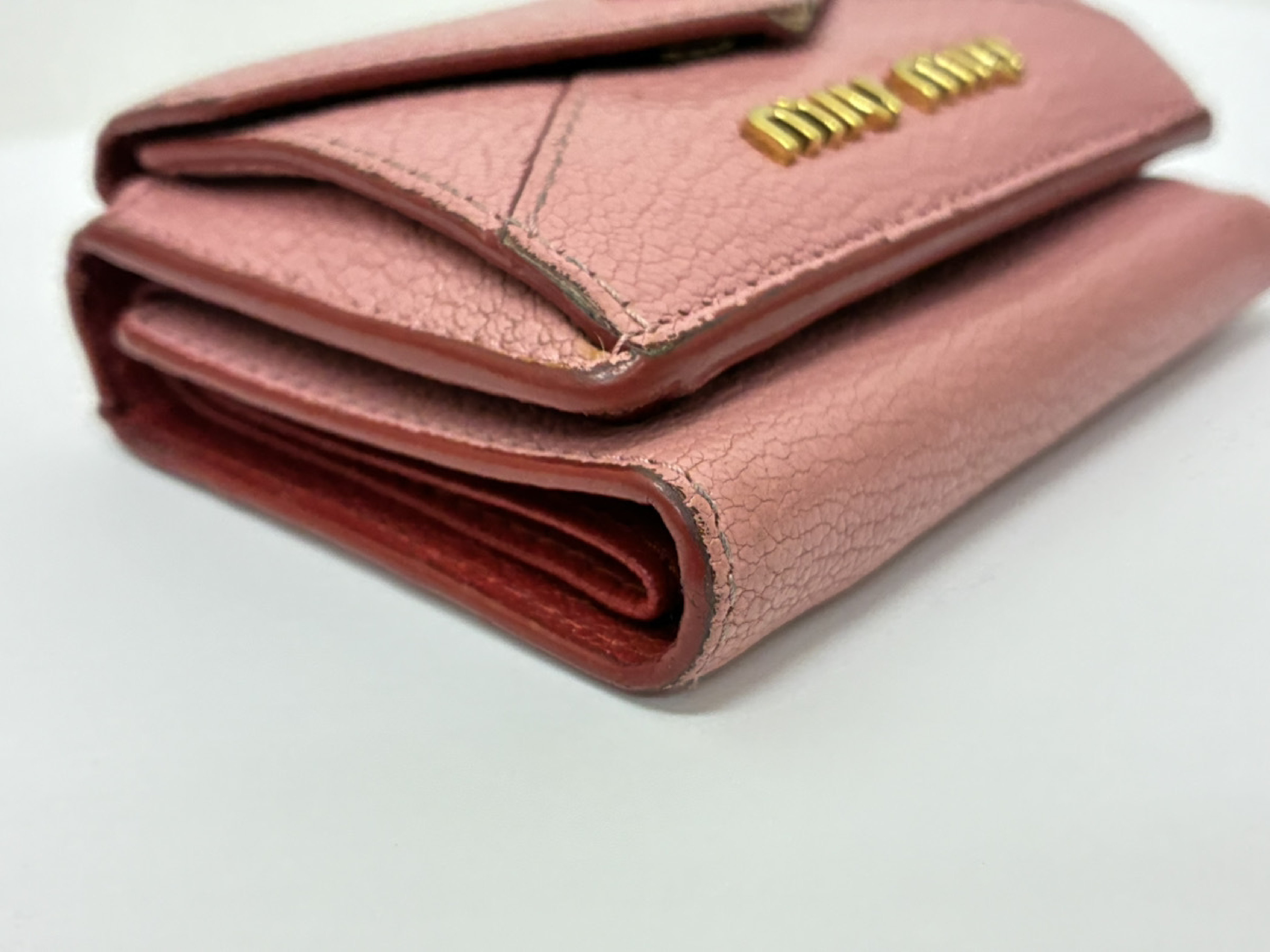 W hook mini wallet 5MH021 leather/pink wallet — view 3