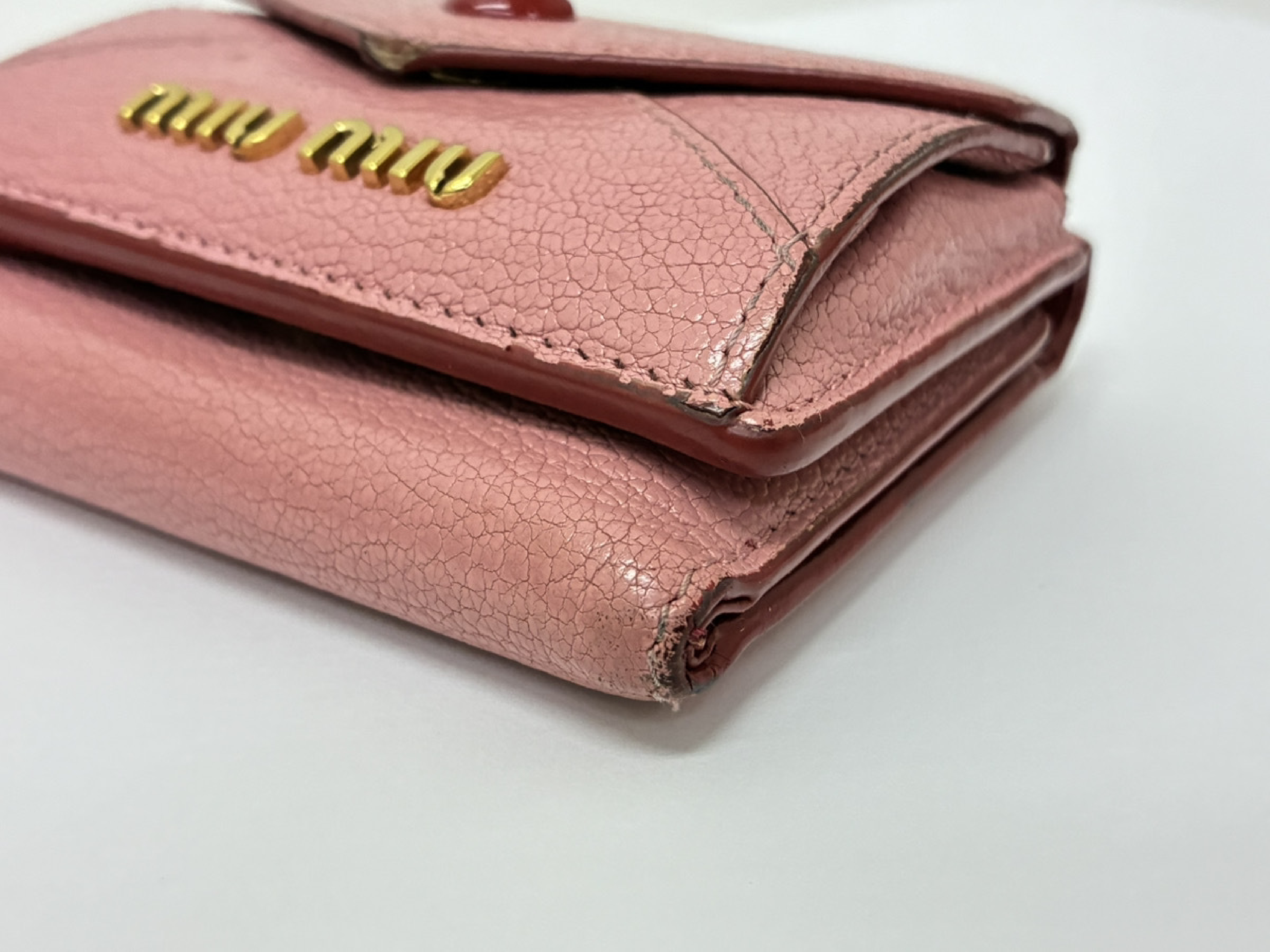 W hook mini wallet 5MH021 leather/pink wallet — view 4