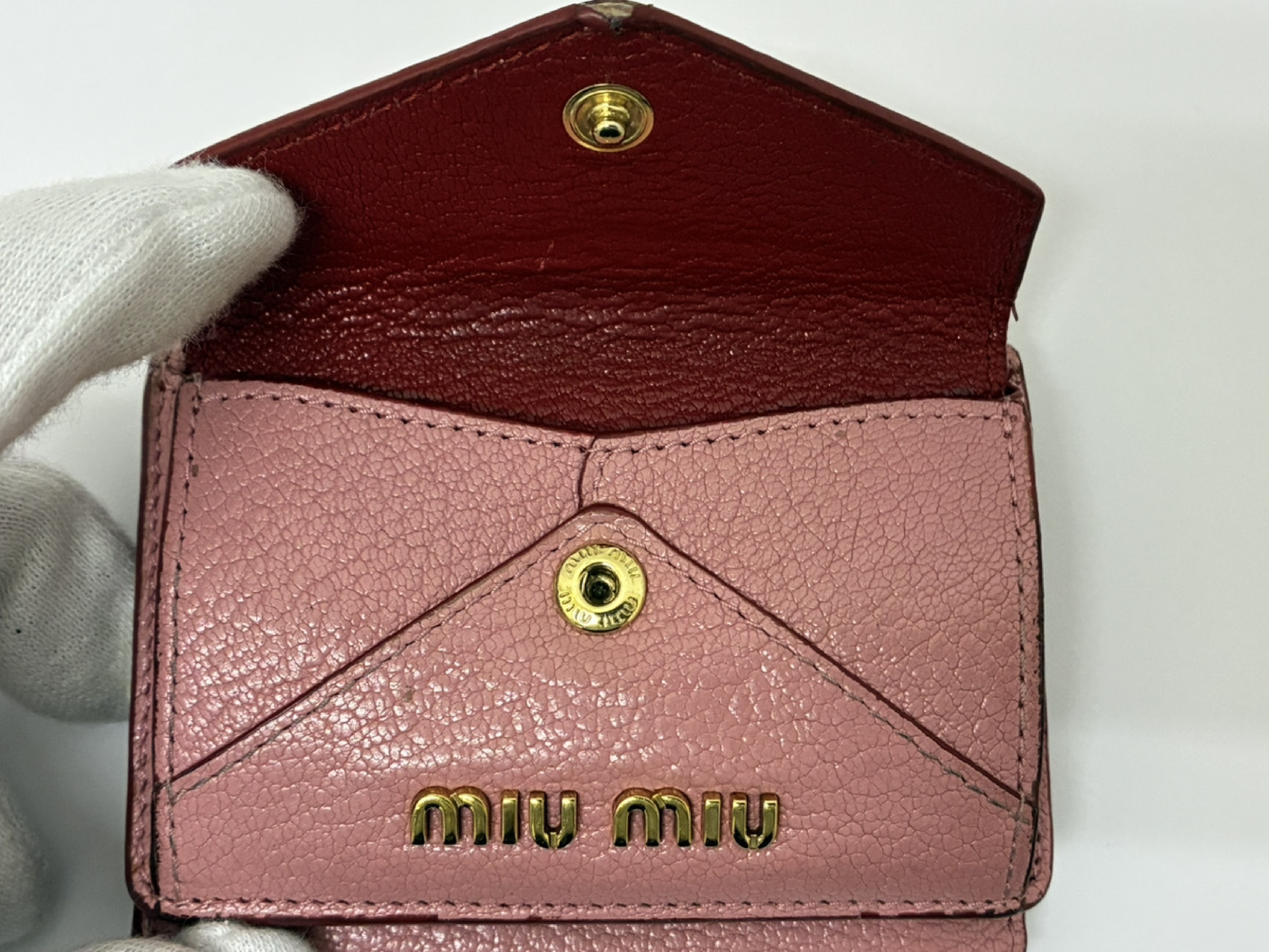 W hook mini wallet 5MH021 leather/pink wallet — view 7