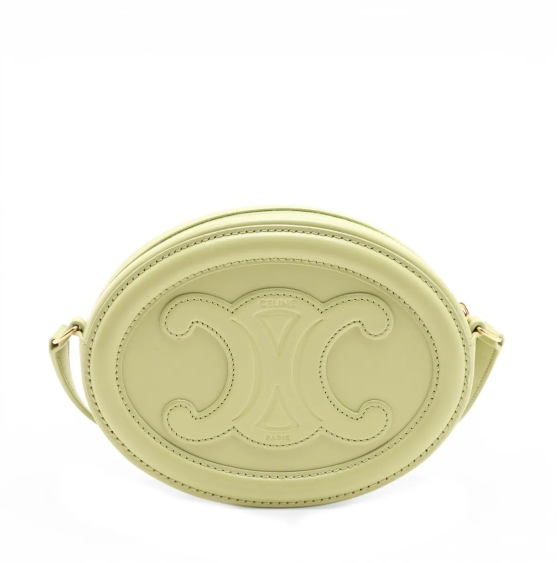 Unused Oval Purse Cuir Triomphe Leather Shoulder Bag Green — view 2