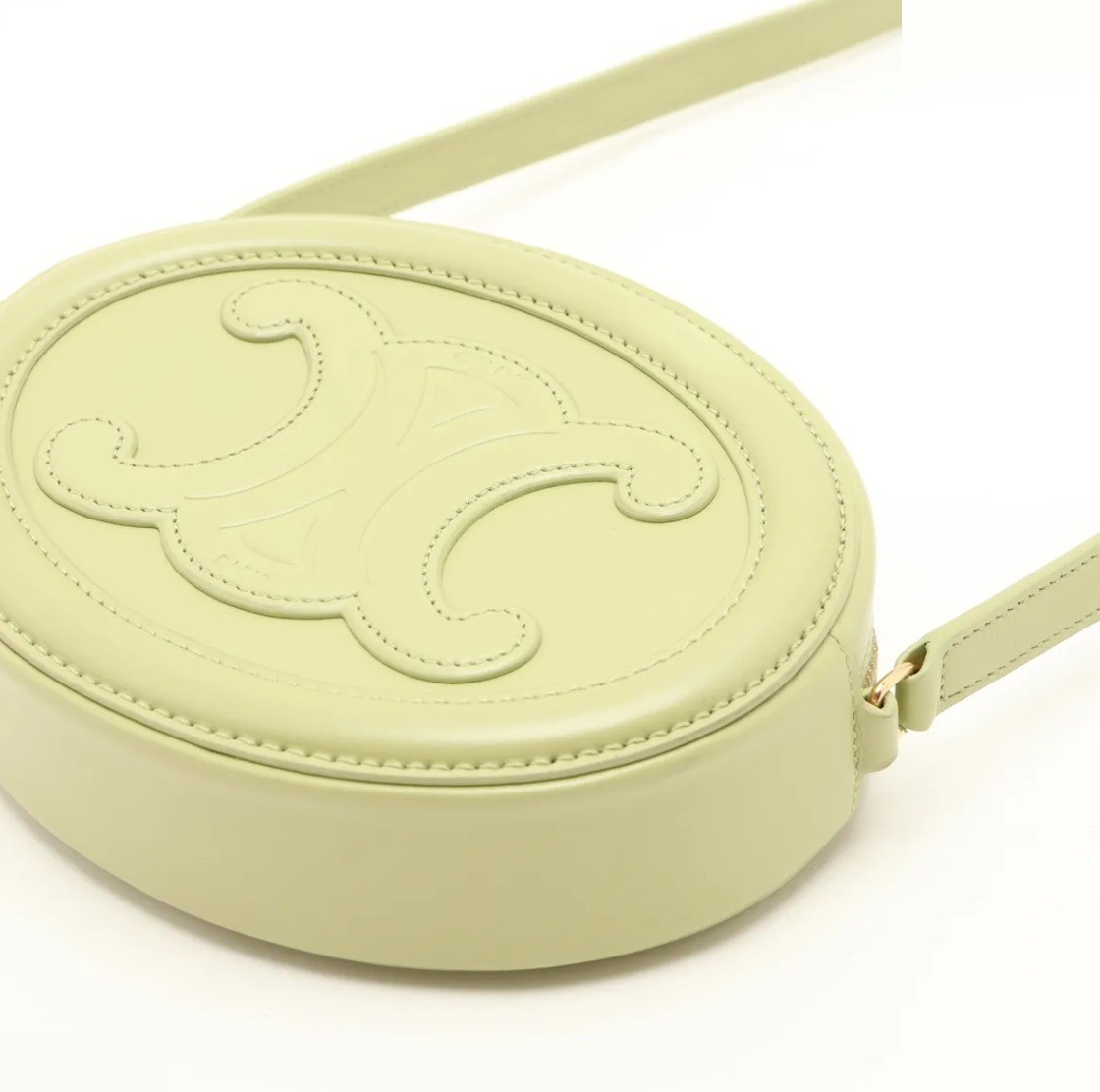 Unused Oval Purse Cuir Triomphe Leather Shoulder Bag Green — view 3