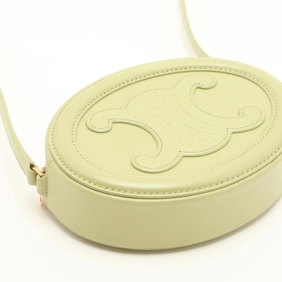Unused Oval Purse Cuir Triomphe Leather Shoulder Bag Green — view 4