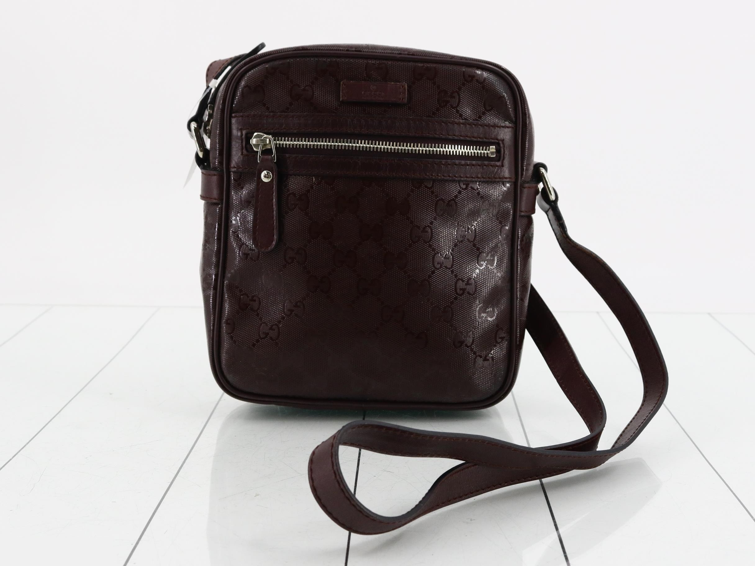 GG Imprime Shoulder Bag, PVC/Leather, Brown