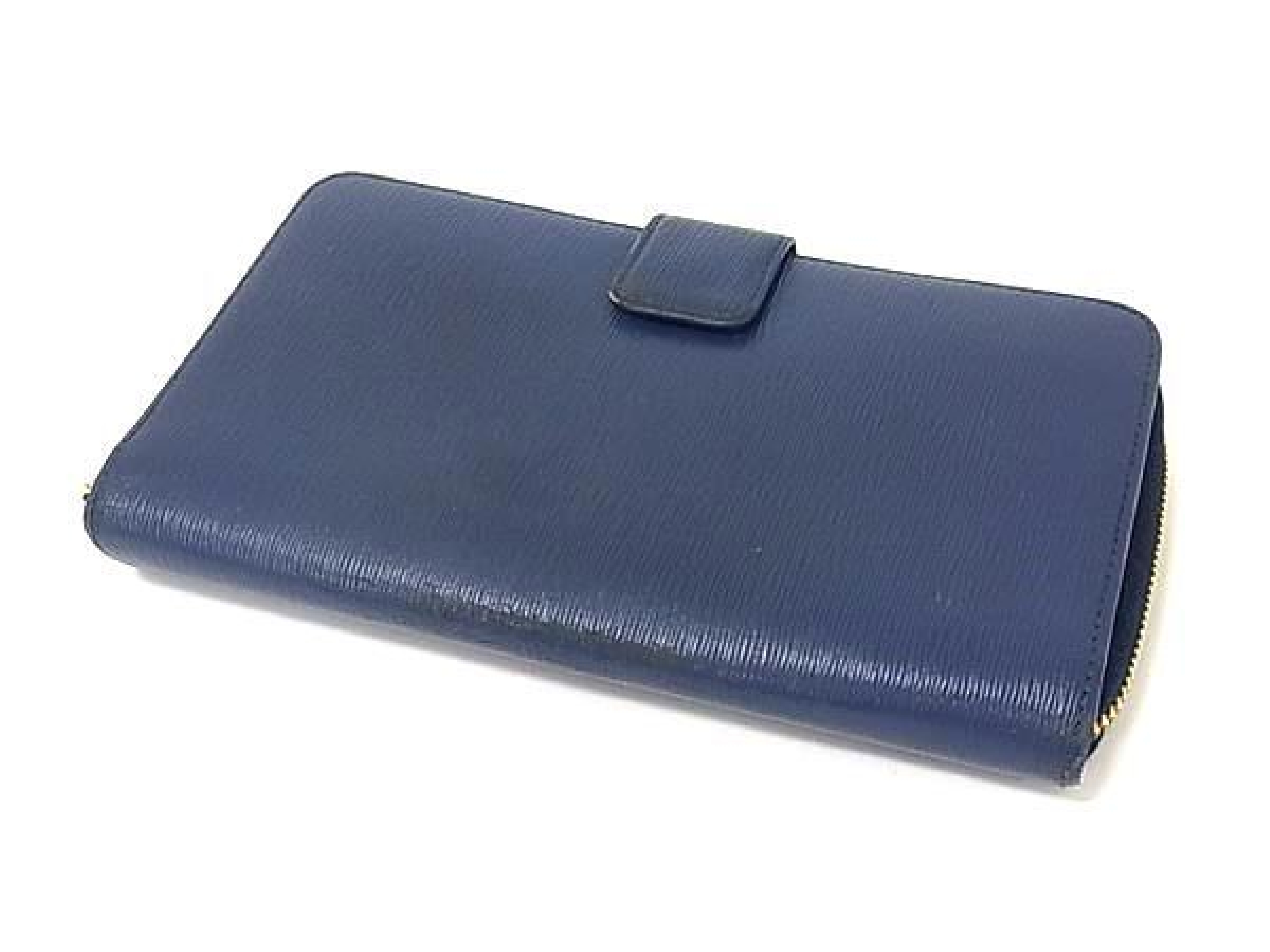 Leather Bi-fold Long Wallet, Billfold, Coin Purse, Card Slots, Women's/Men's, Blue, FW5984 — view 2