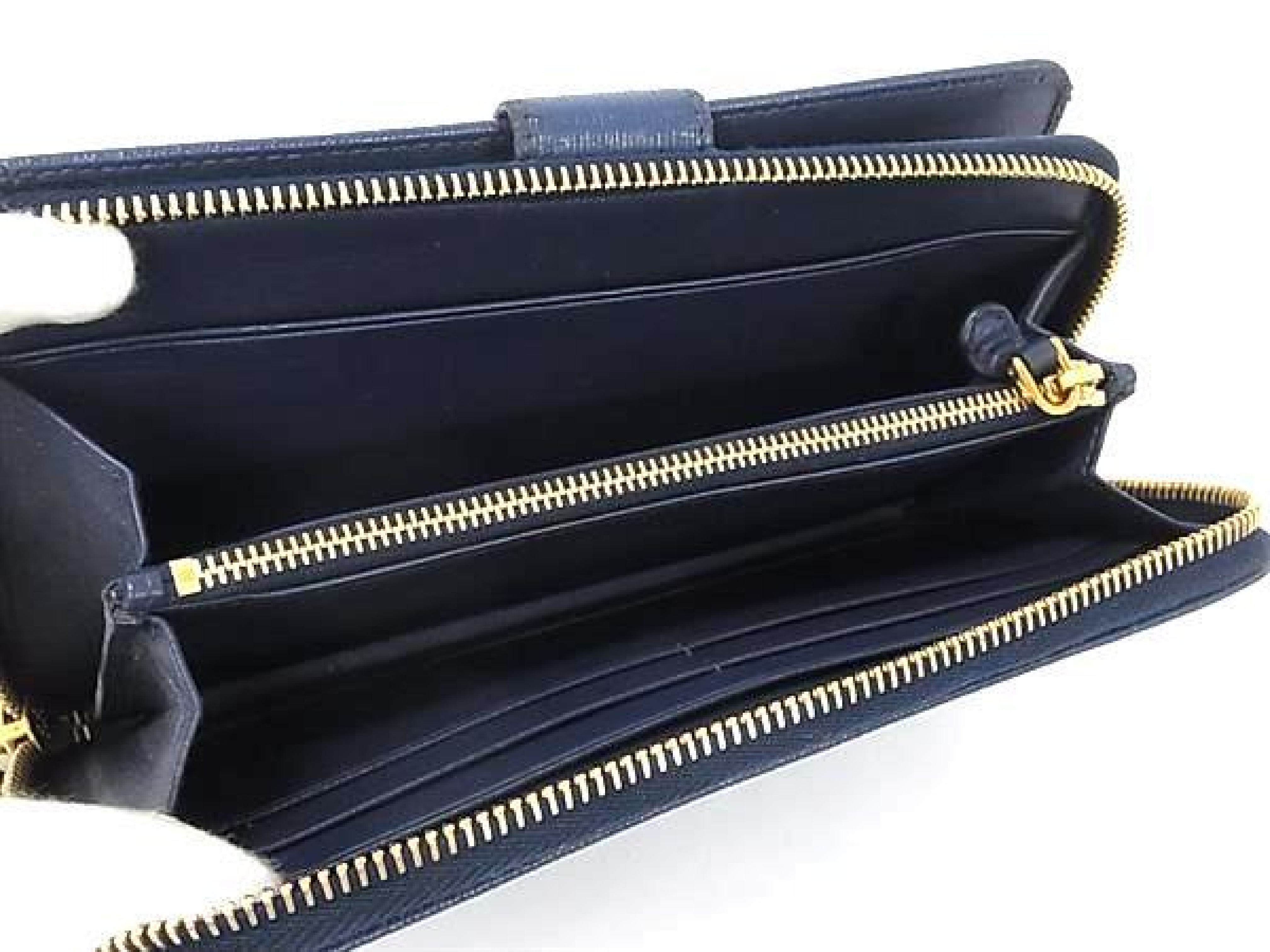 Leather Bi-fold Long Wallet, Billfold, Coin Purse, Card Slots, Women's/Men's, Blue, FW5984 — view 4