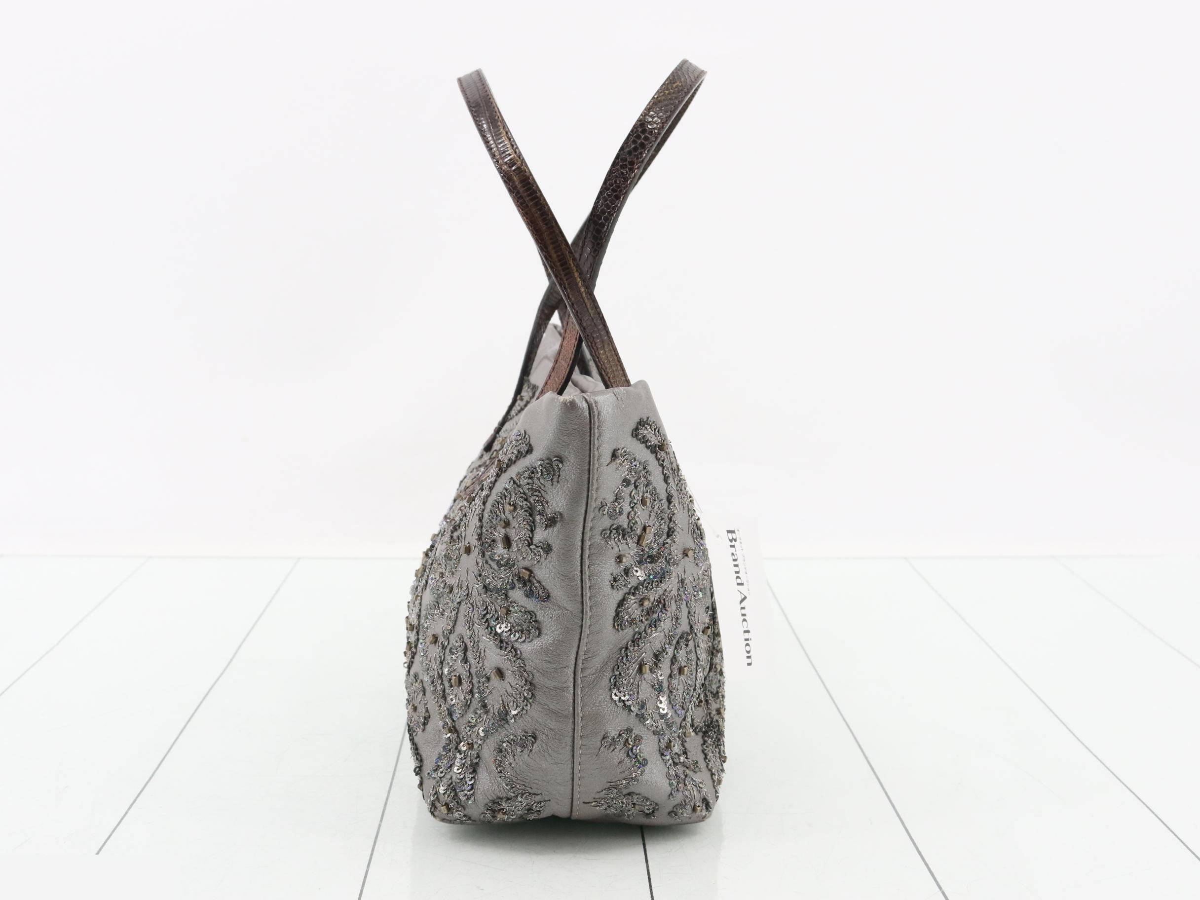 Leather, sequin, and beaded semi-shoulder bag — view 3