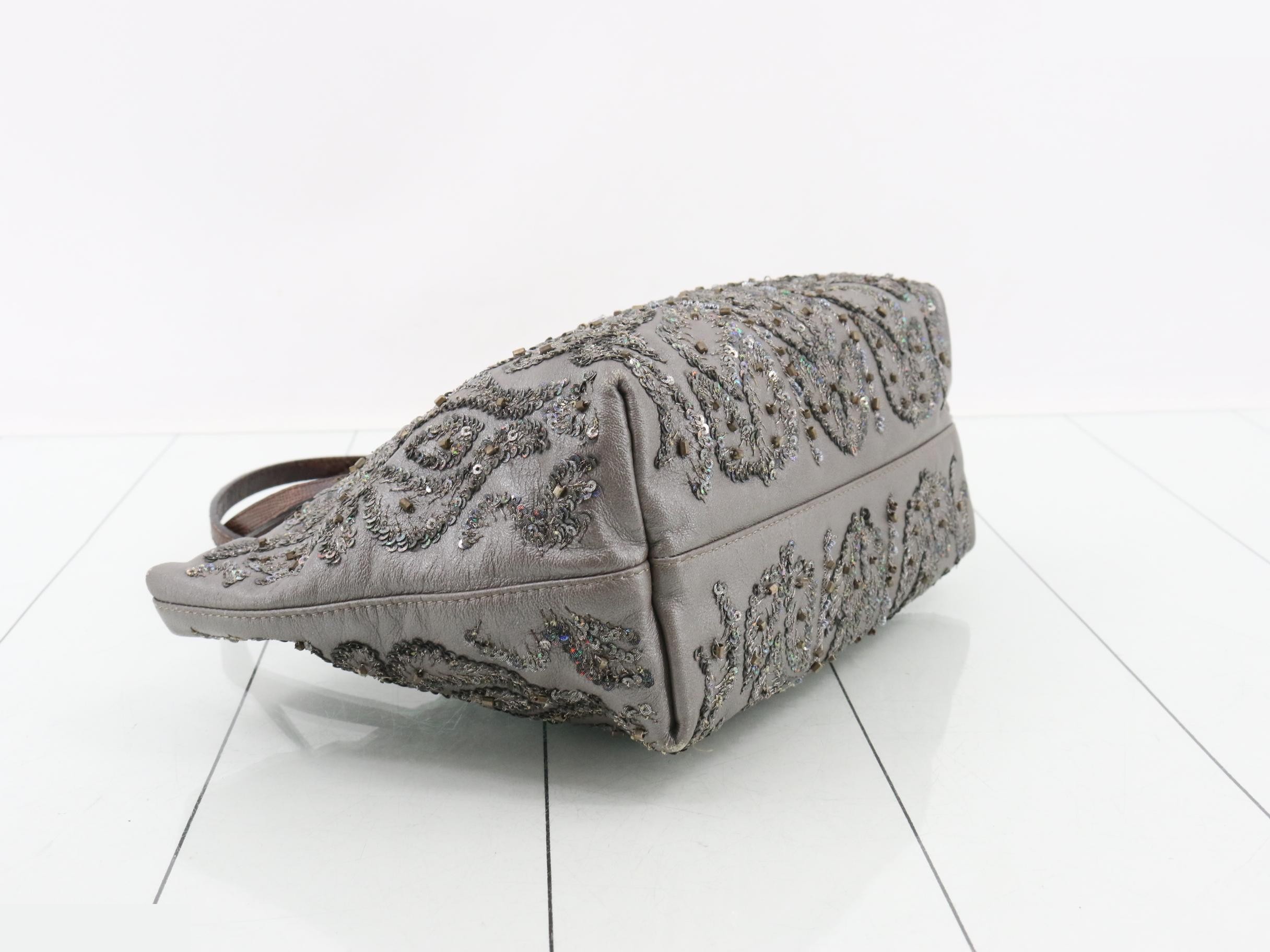 Leather, sequin, and beaded semi-shoulder bag — view 5