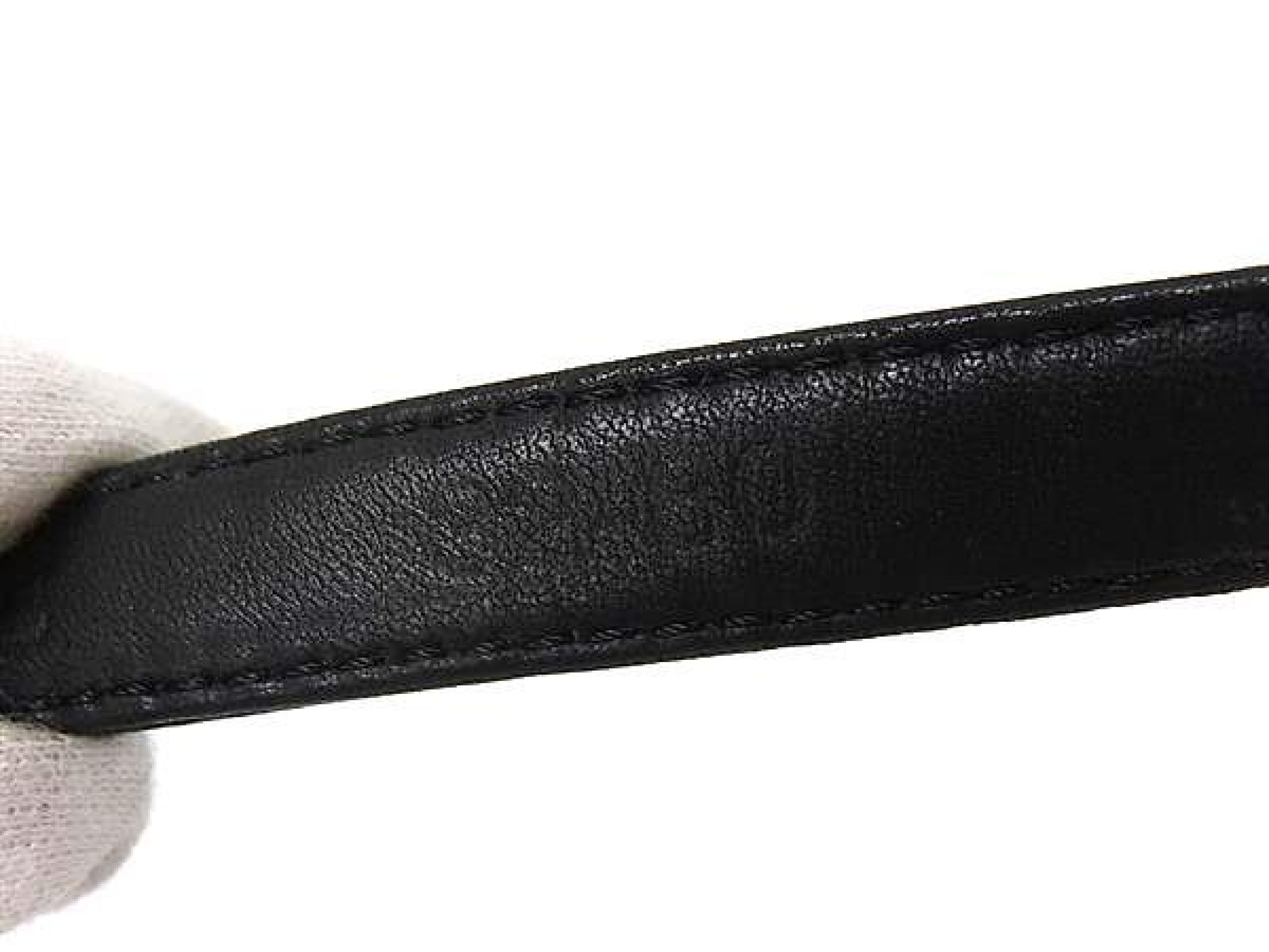 Anagram Leather Belt with Silver Hardware, Size , Women's/Men's, Black, BS6517 — view 4