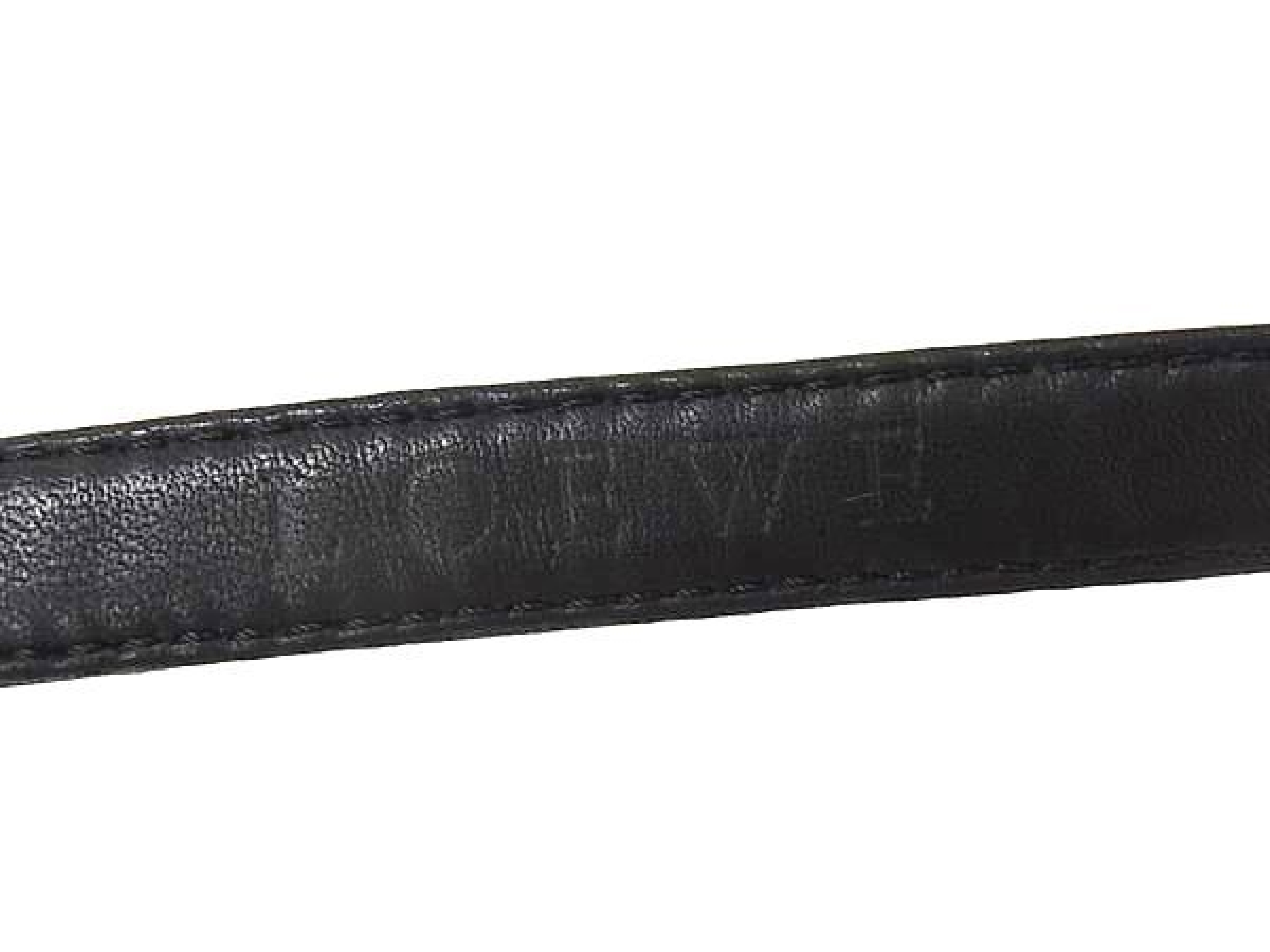 Anagram Leather Belt with Silver Hardware, Size , Women's/Men's, Black, BS6517 — view 5