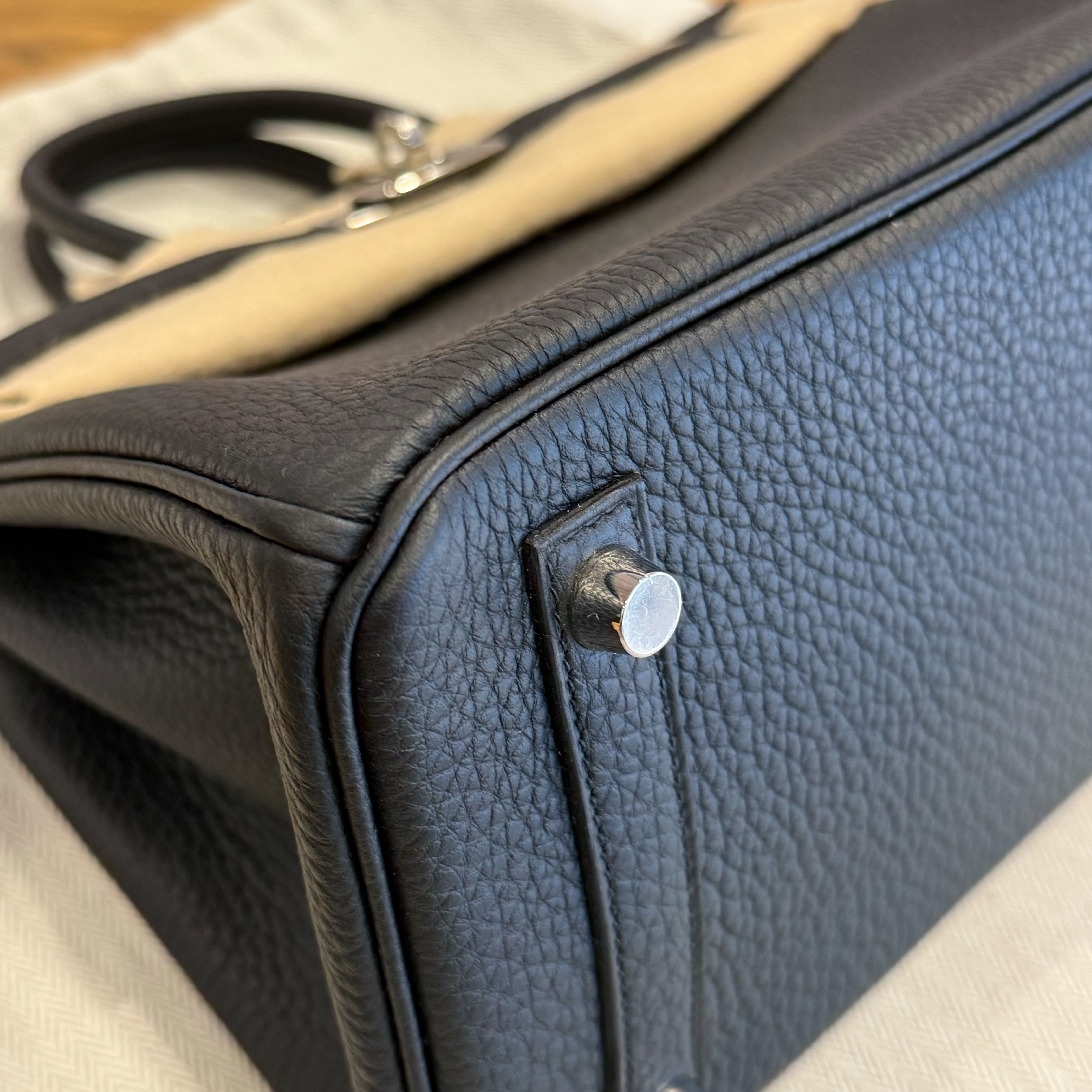Birkin 25 Black Togo Leather, Silver Hardware, G Stamp Handbag — view 7