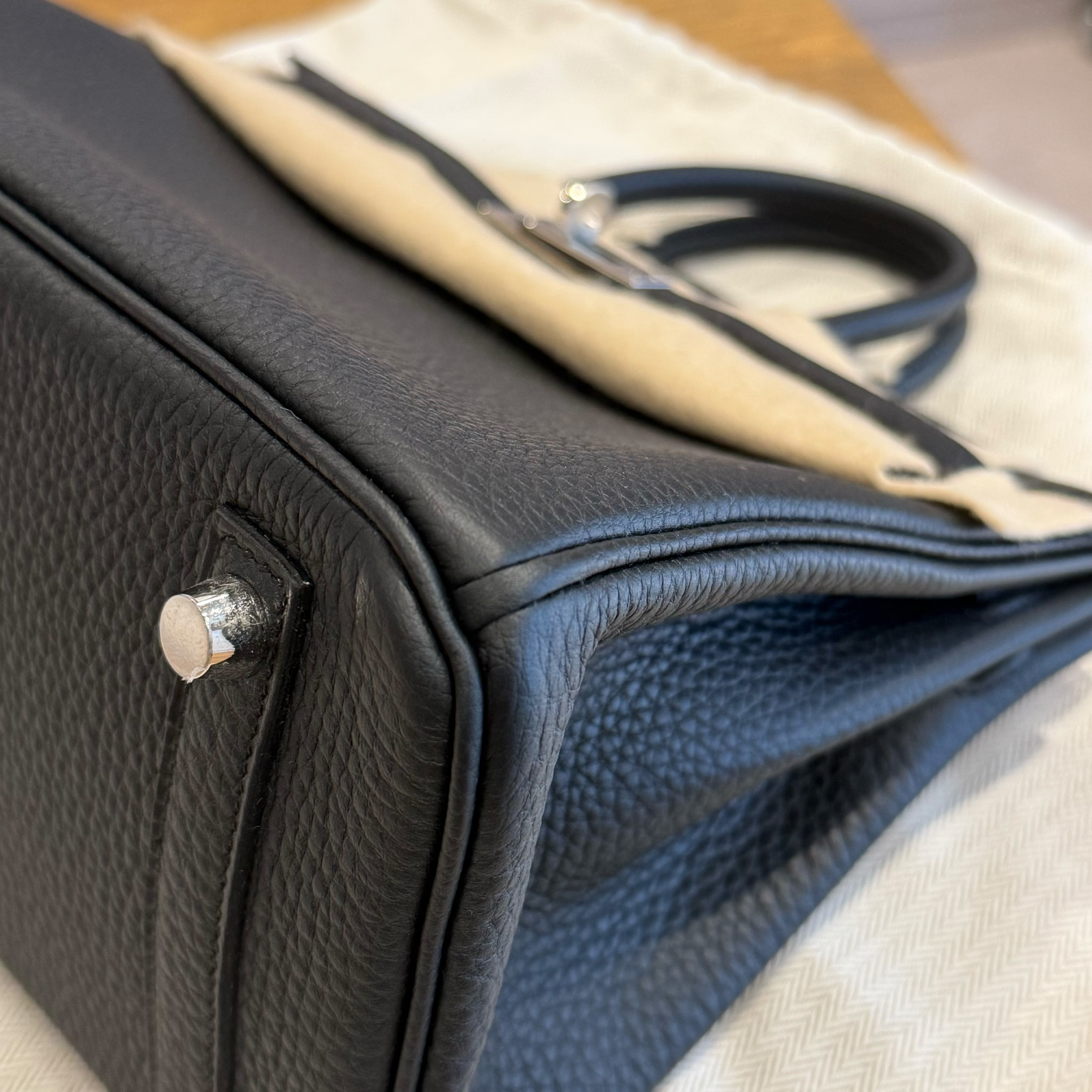 Birkin 25 Black Togo Leather, Silver Hardware, G Stamp Handbag — view 8