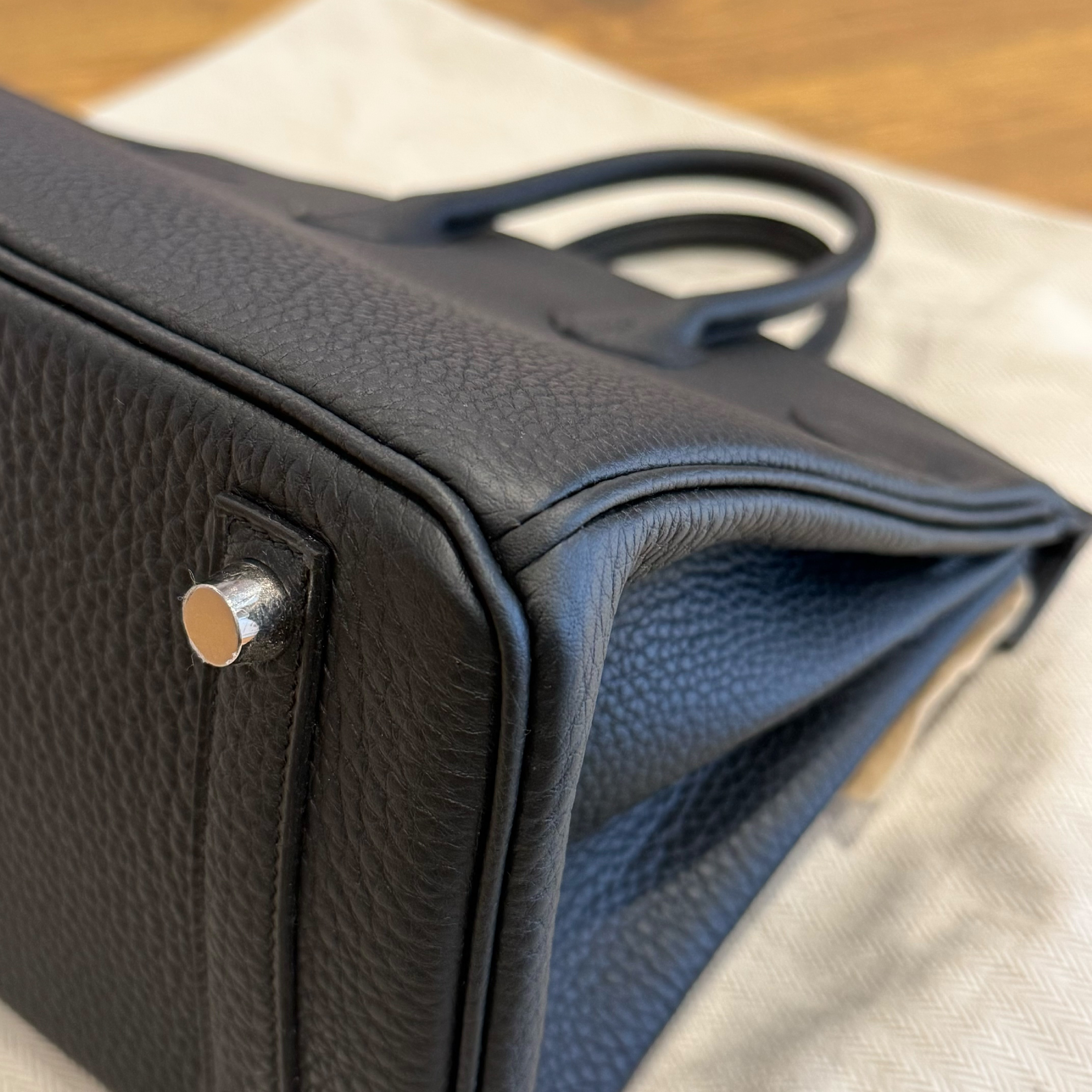 Birkin 25 Black Togo Leather, Silver Hardware, G Stamp Handbag — view 10