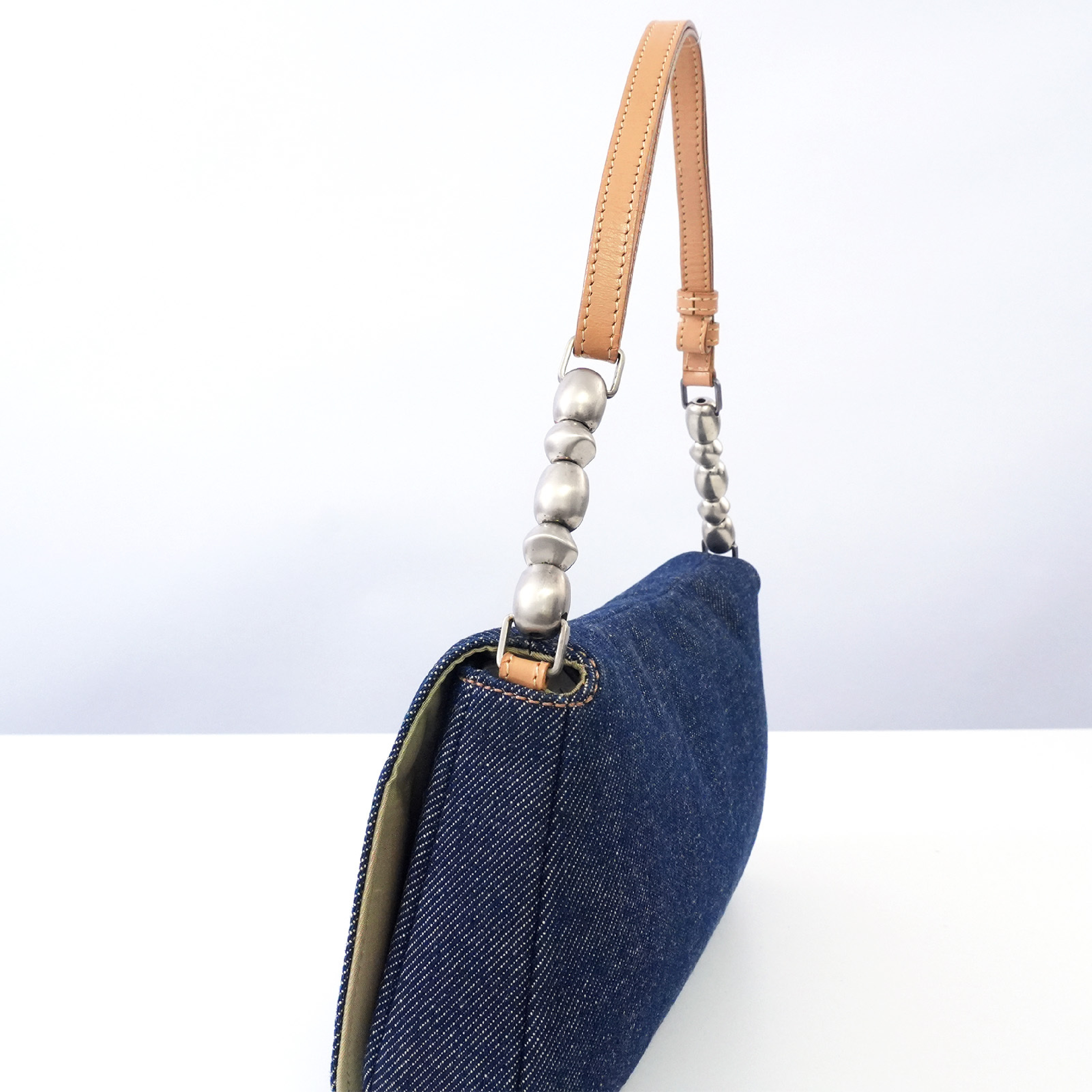 Malice Pearl Denim Leather Shoulder Bag — view 11