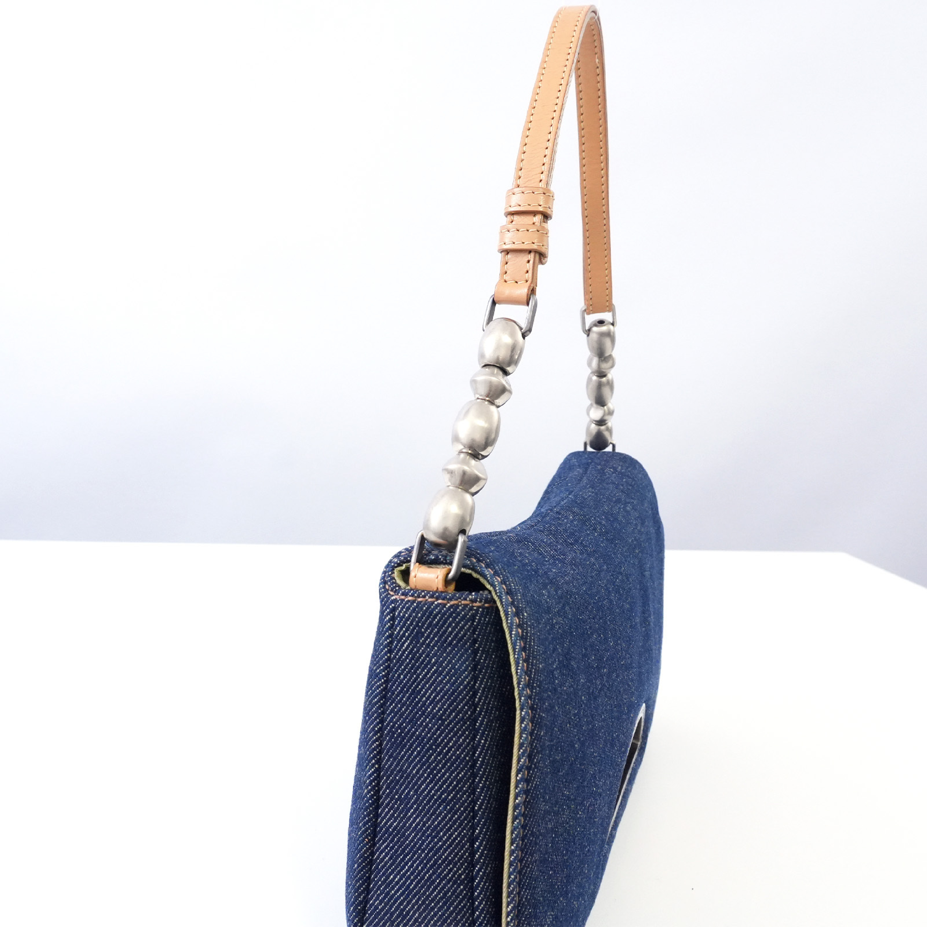 Malice Pearl Denim Leather Shoulder Bag — view 12