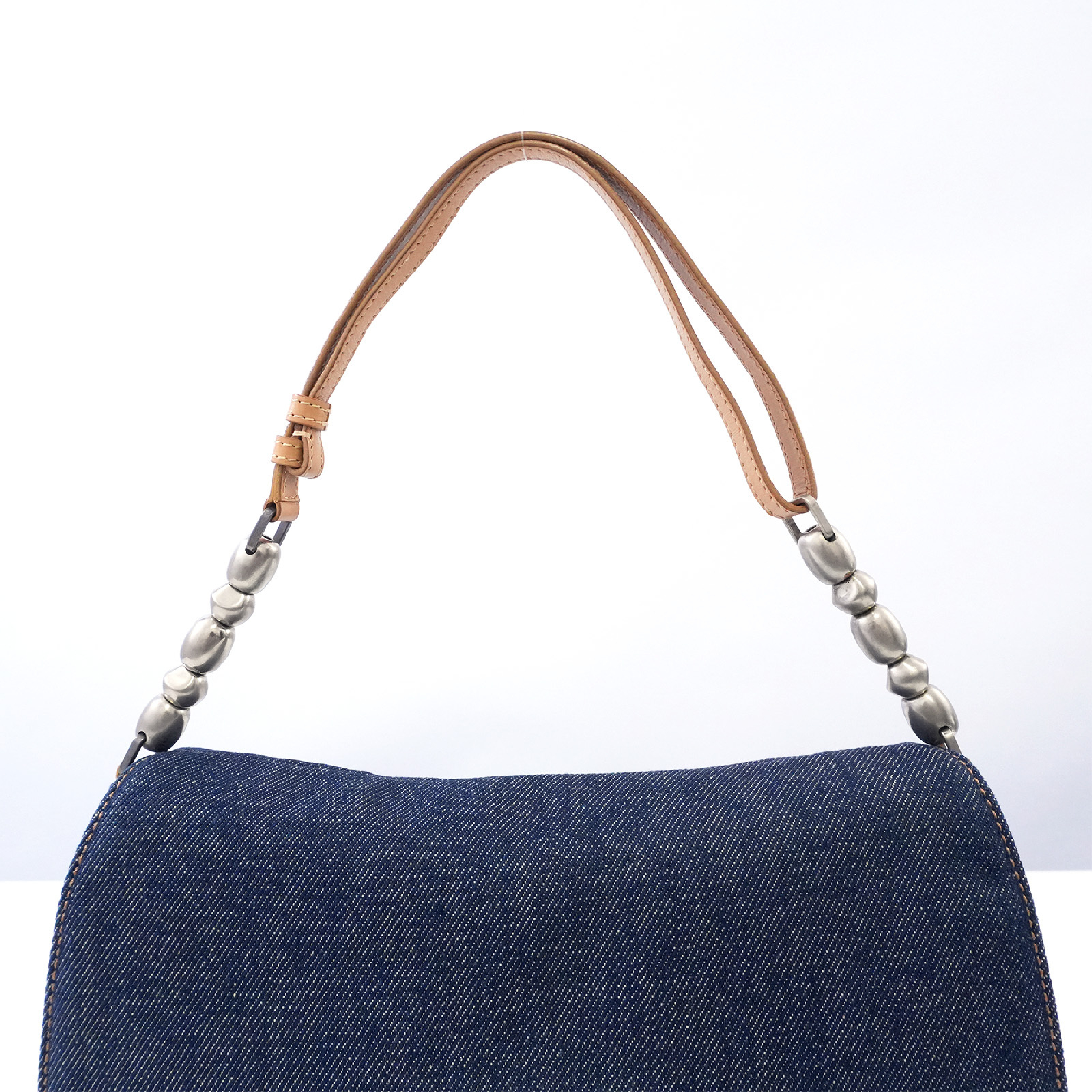Malice Pearl Denim Leather Shoulder Bag — view 13