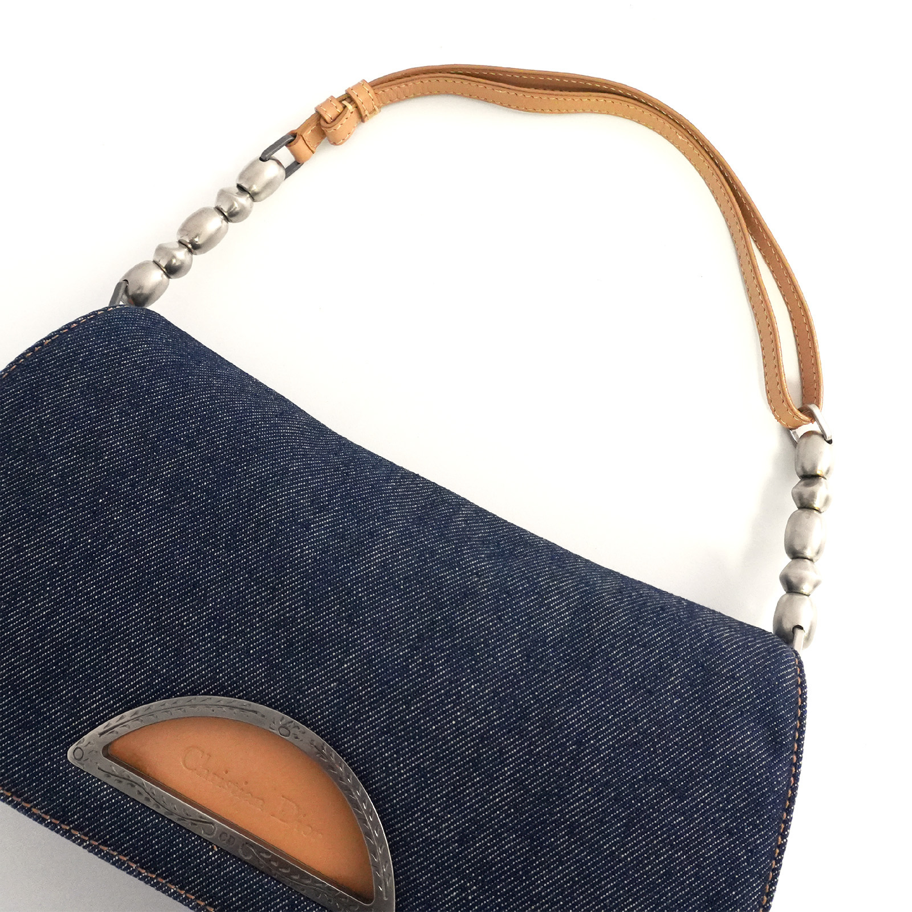 Malice Pearl Denim Leather Shoulder Bag — view 15