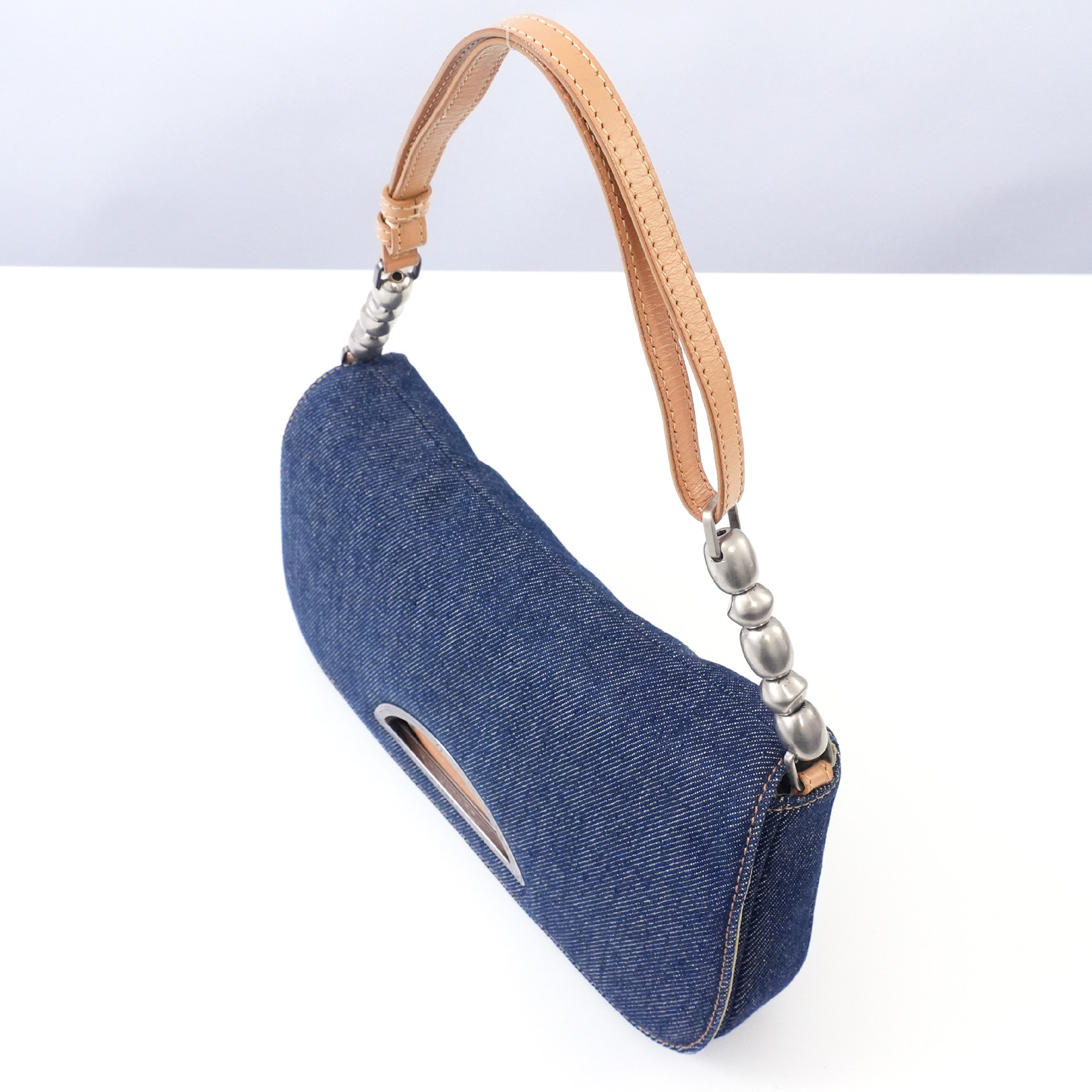 Malice Pearl Denim Leather Shoulder Bag — view 4