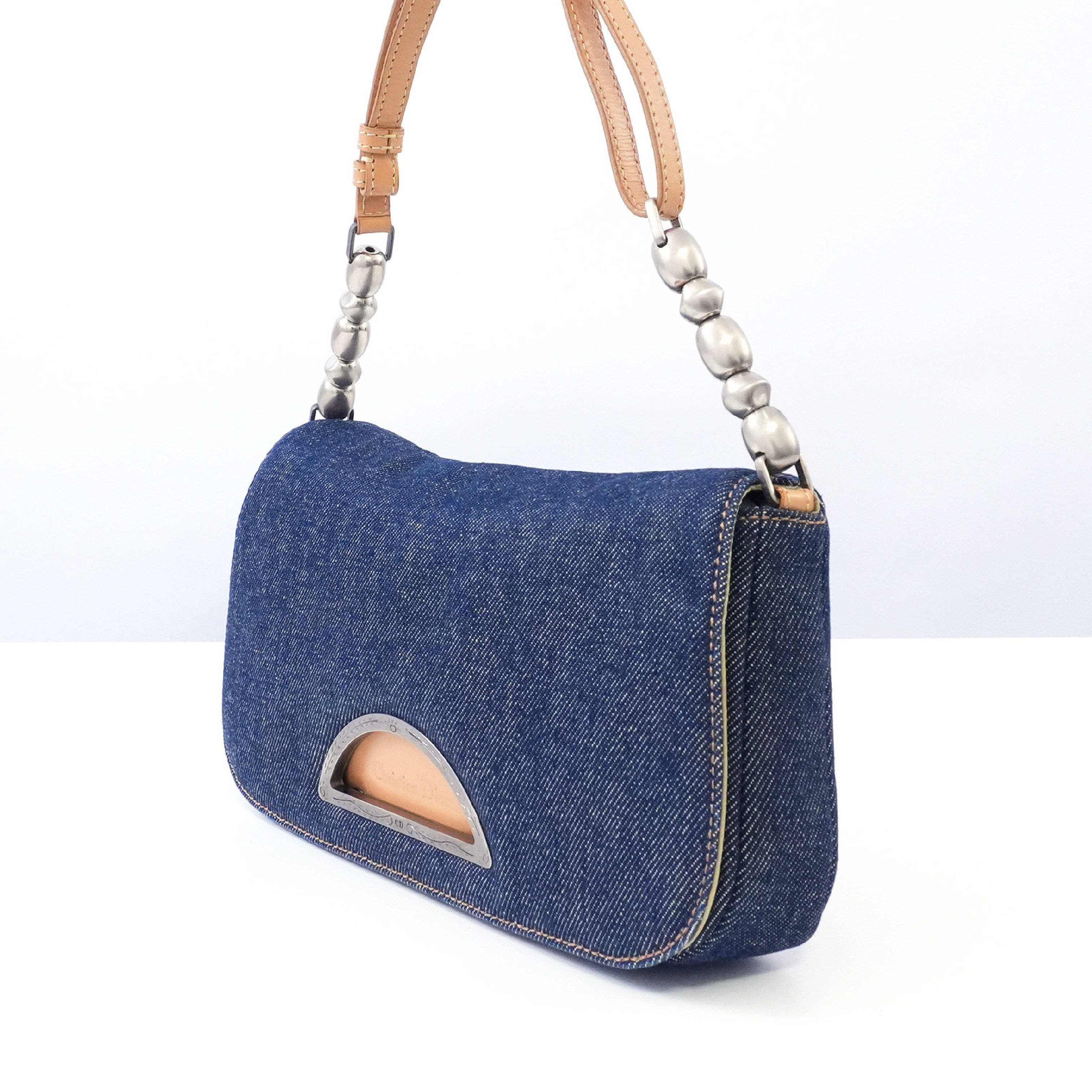 Malice Pearl Denim Leather Shoulder Bag — view 9