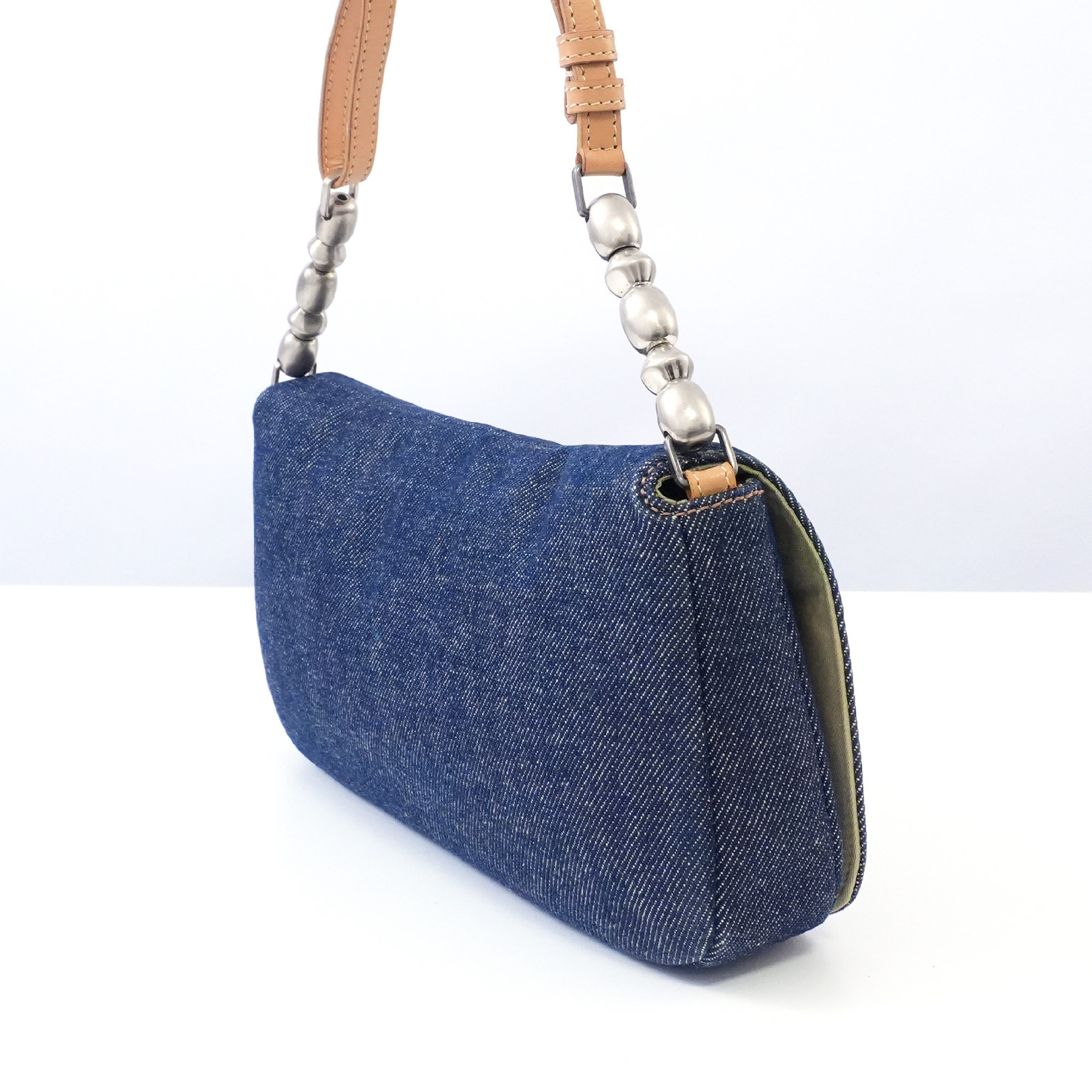 Malice Pearl Denim Leather Shoulder Bag — view 10