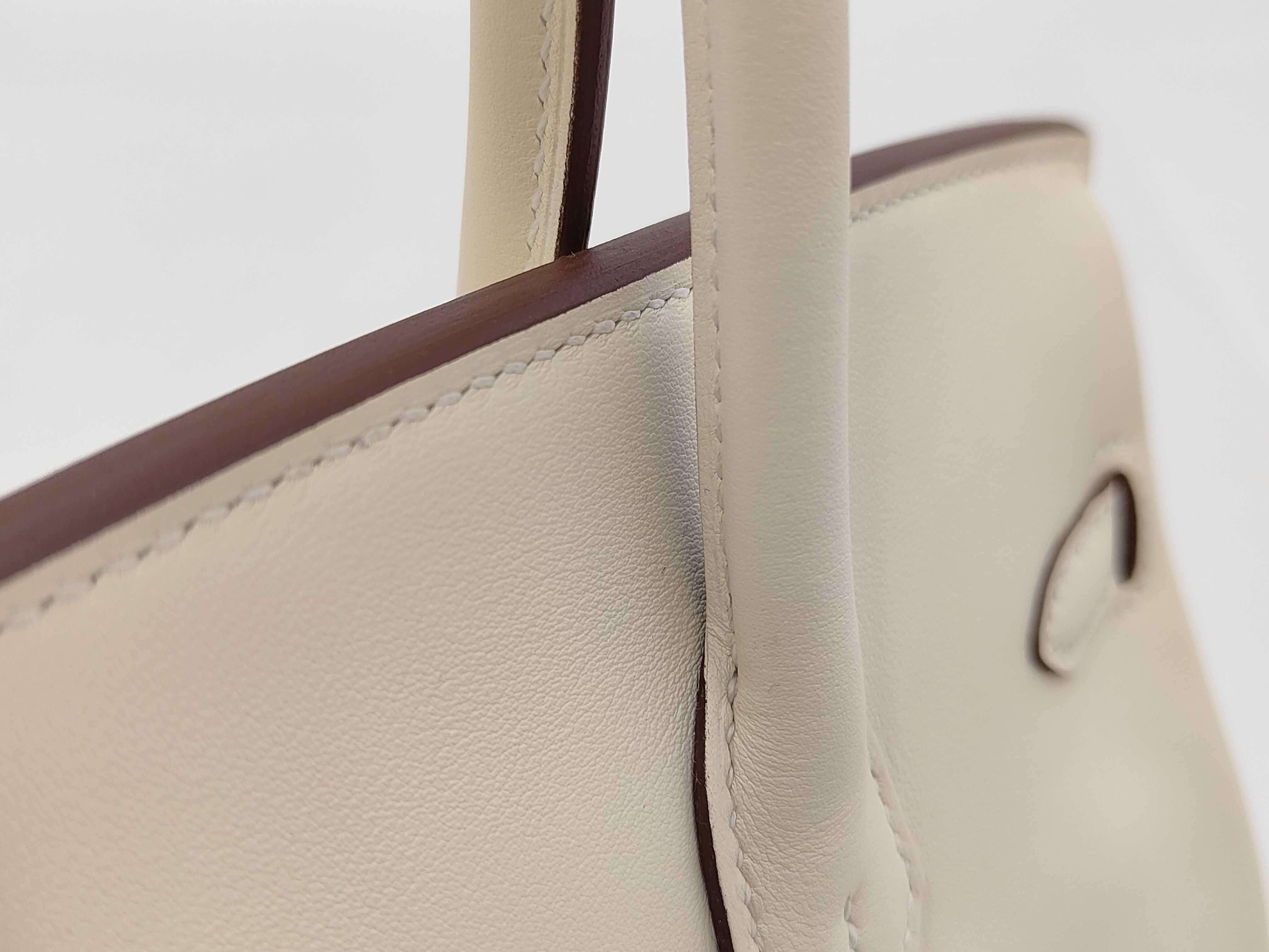 Birkin 25 Nata, P hardware, G stamp, Swift leather, white handbag — view 5