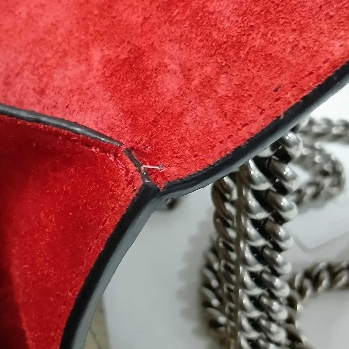 GG Supreme Dionysus PVC x Suede Chain Shoulder Bag Beige x Red — view 14