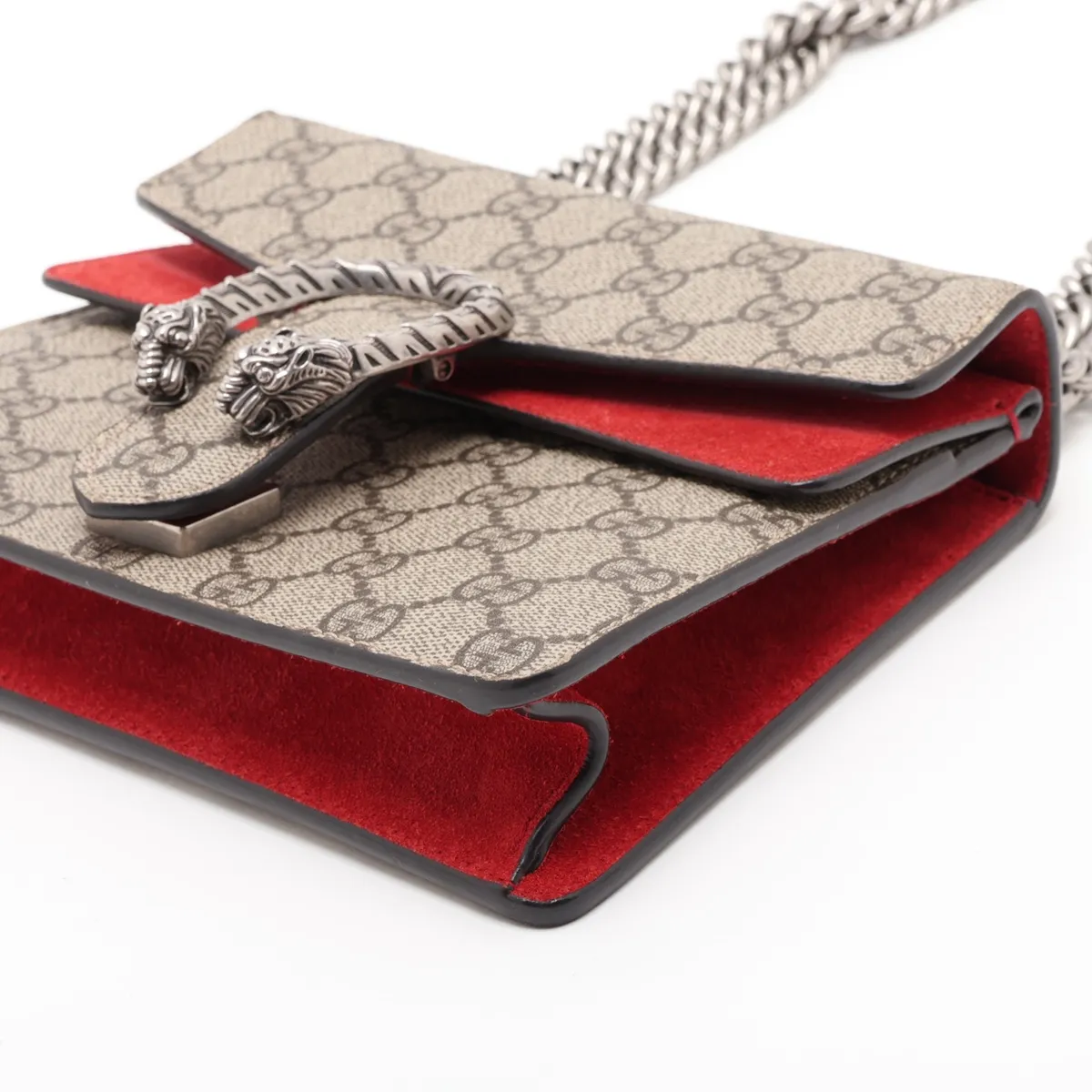 GG Supreme Dionysus PVC x Suede Chain Shoulder Bag Beige x Red — view 3