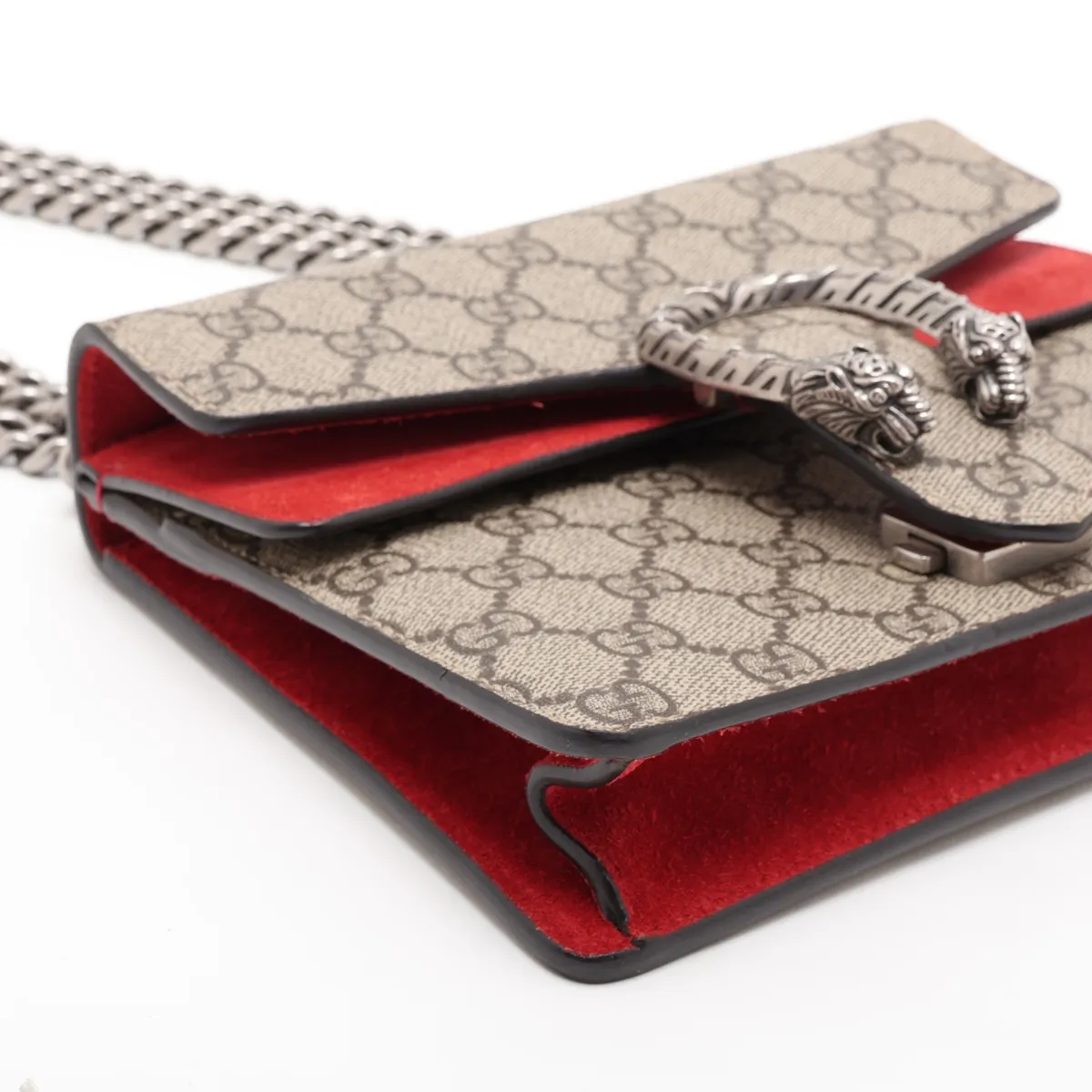 GG Supreme Dionysus PVC x Suede Chain Shoulder Bag Beige x Red — view 4