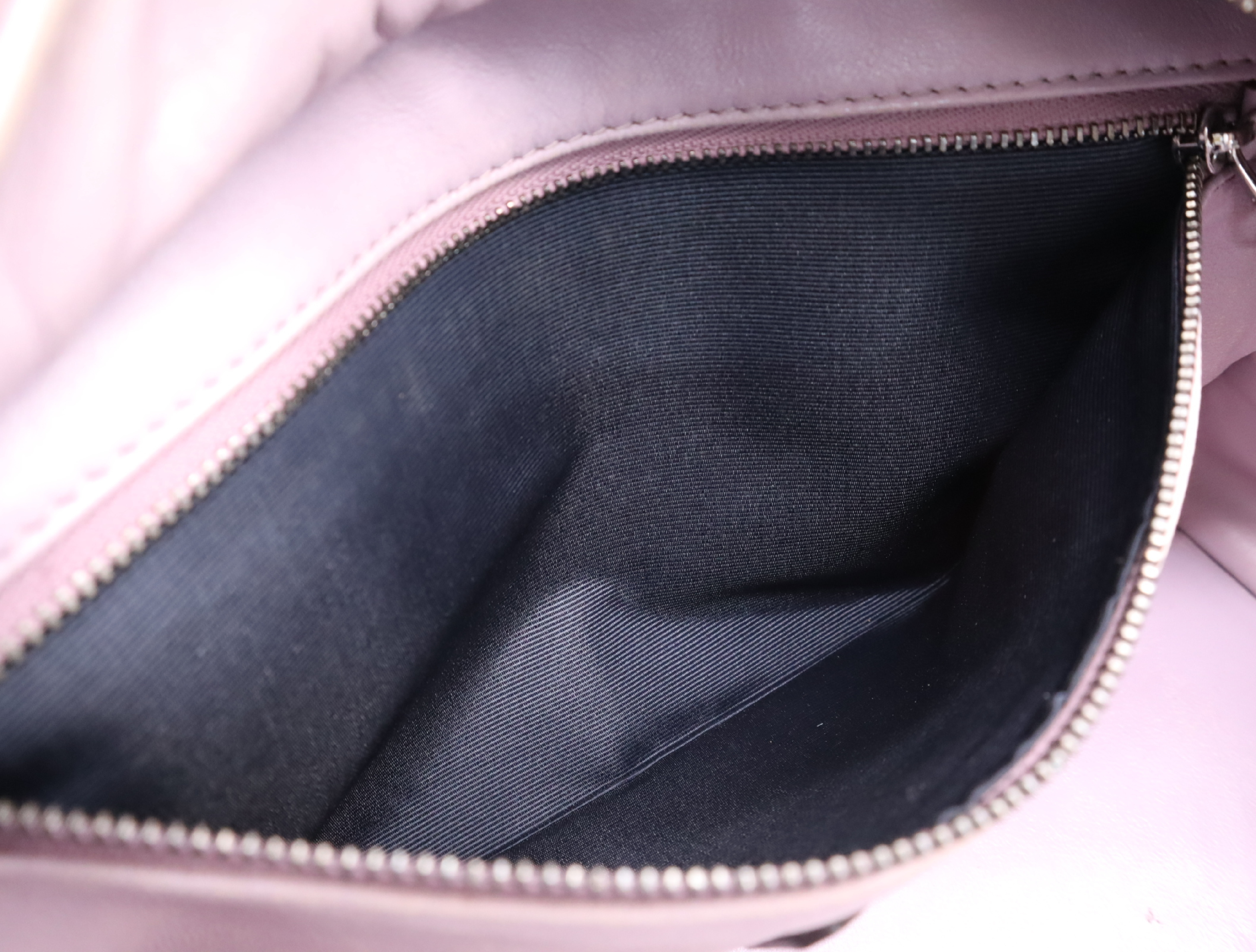 61301 Leather Amazona Purple Handbag with Silver Hardware, Padlock, 2 Keys, and Clochette — view 15