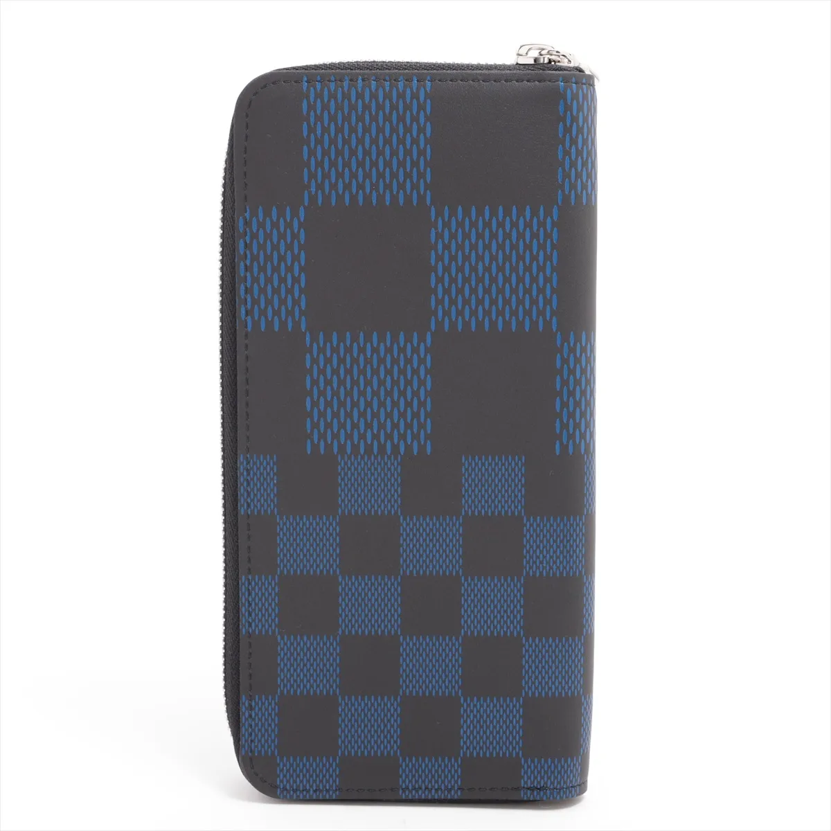 Damier Infini D Zippy Wallet Vertical N60442 Black x Blue Round Zip Wallet (RFID detected) — view 2