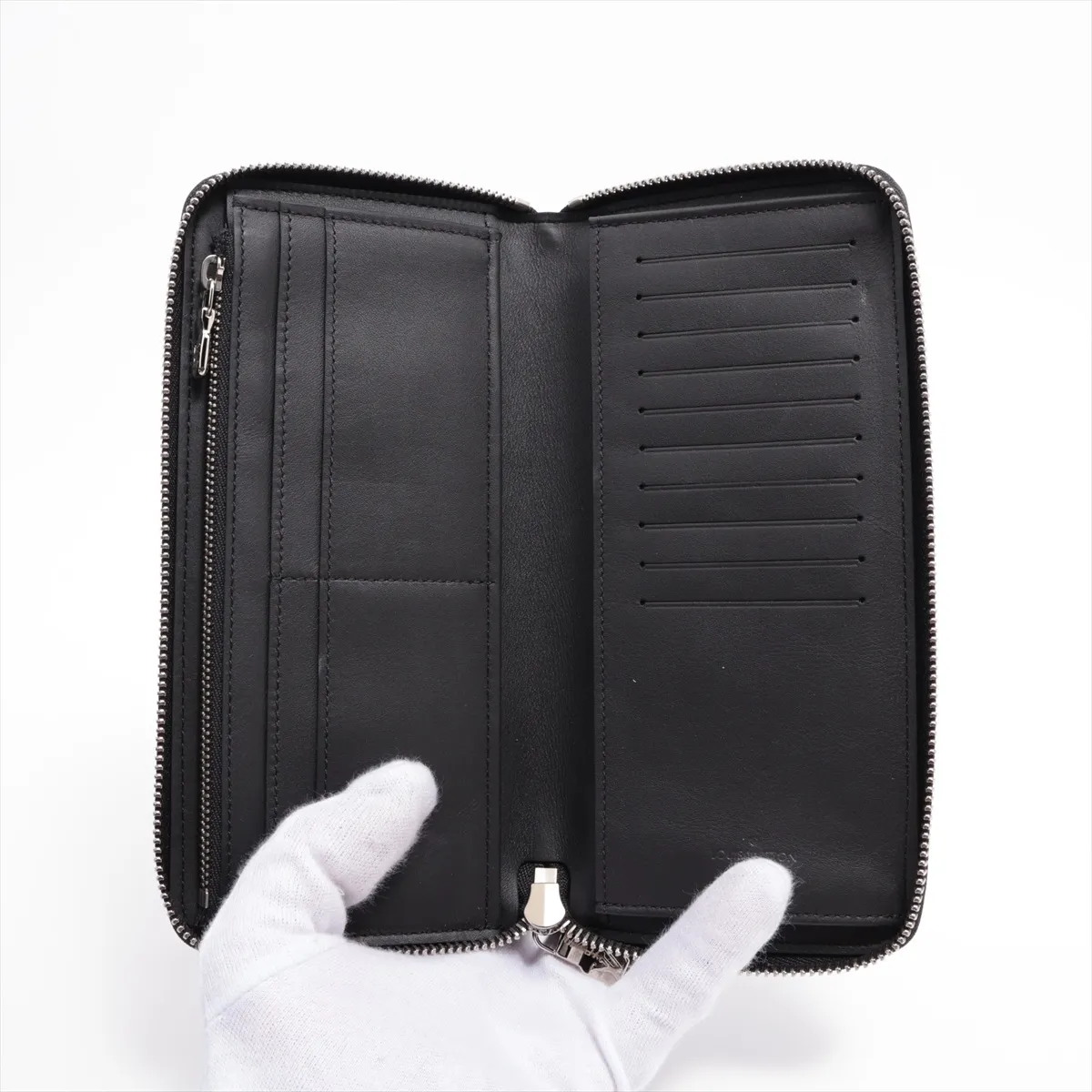 Damier Infini D Zippy Wallet Vertical N60442 Black x Blue Round Zip Wallet (RFID detected) — view 3