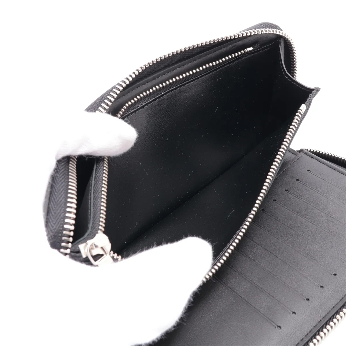 Damier Infini D Zippy Wallet Vertical N60442 Black x Blue Round Zip Wallet (RFID detected) — view 7