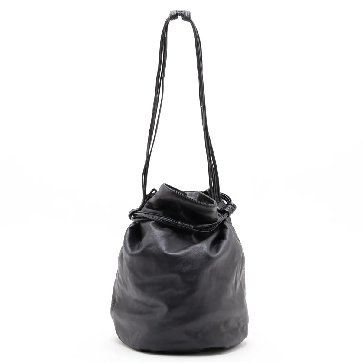 Leather Shoulder Bag, Black — view 2