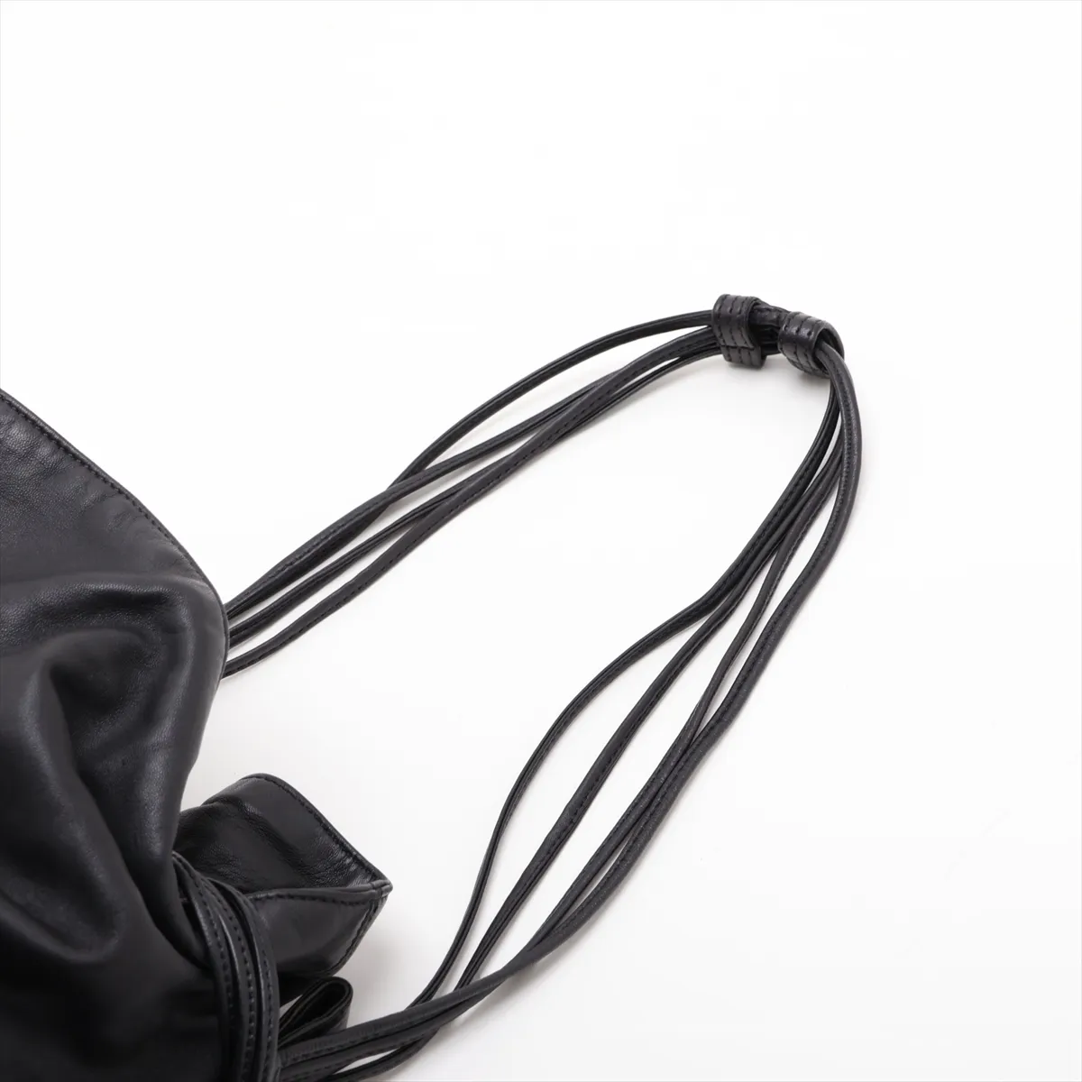 Leather Shoulder Bag, Black — view 5