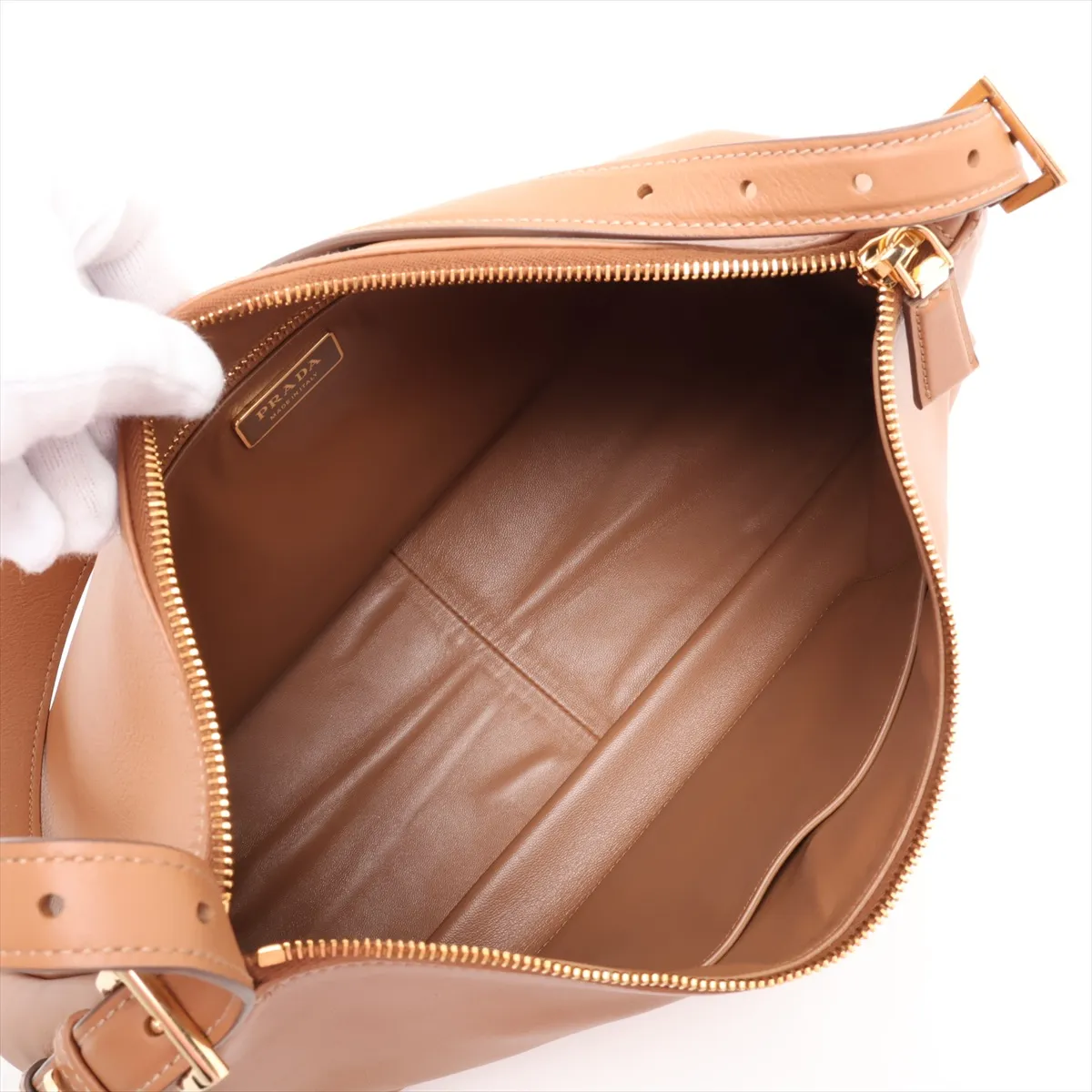 Aimé Large 1BC228 Leather Shoulder Bag Brown — view 7