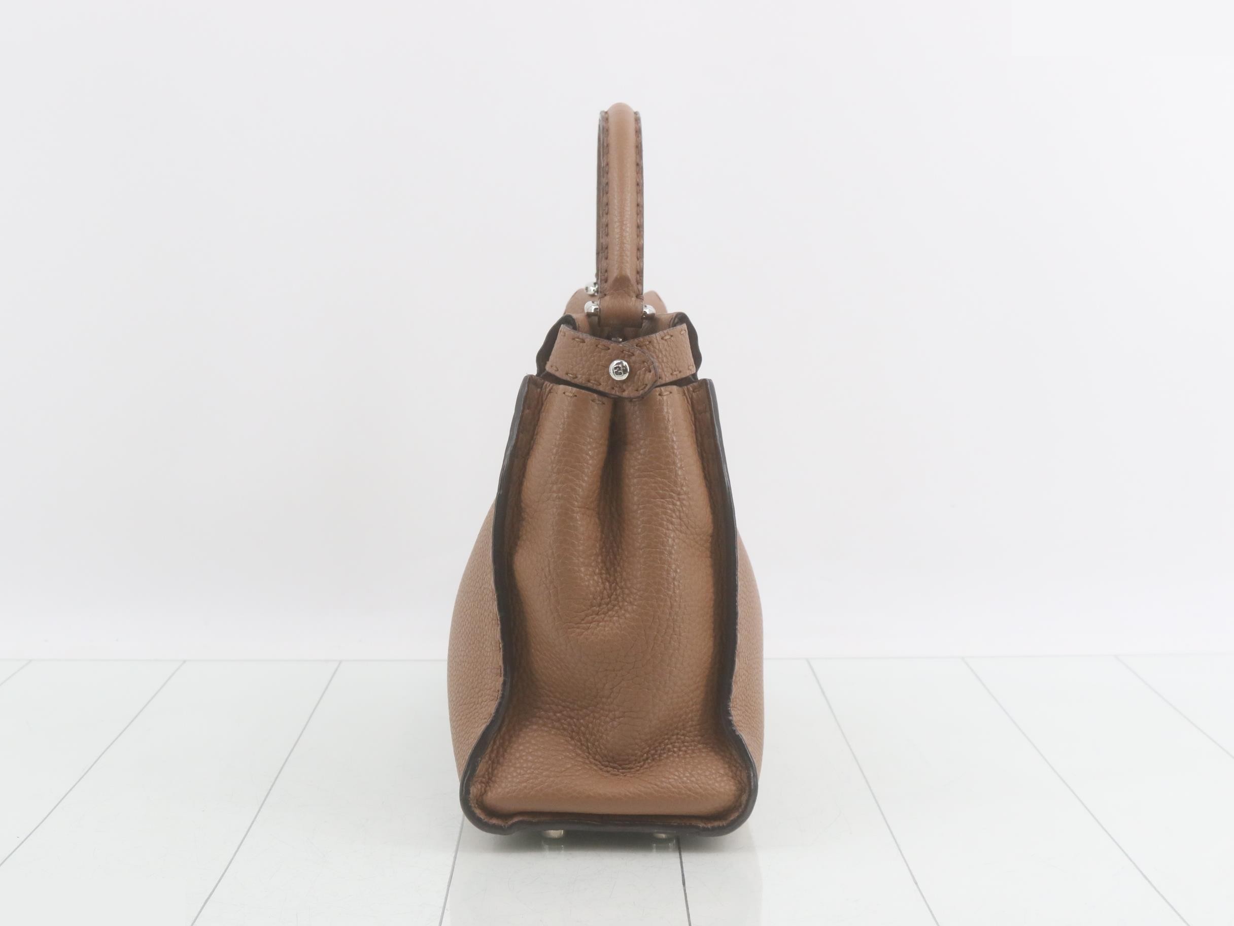 Peekaboo Shoulder Bag, Leather, Brown — view 3