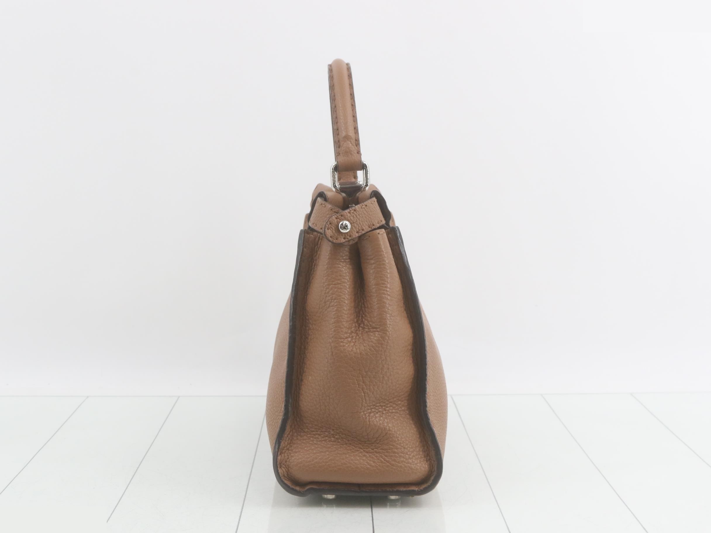 Peekaboo Shoulder Bag, Leather, Brown — view 4