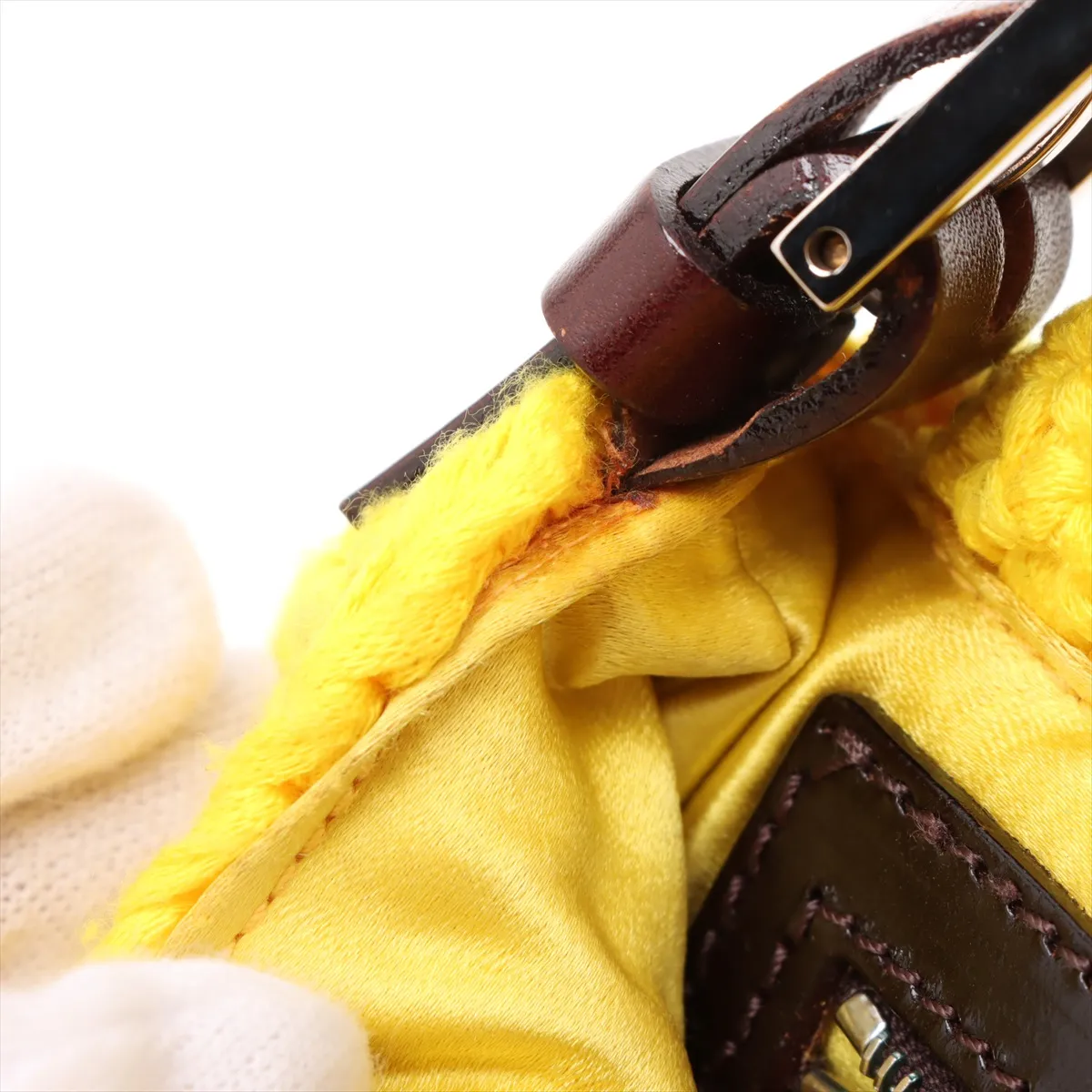 Mamma Bucket Knit x Leather Shoulder Bag Yellow x Brown — view 12