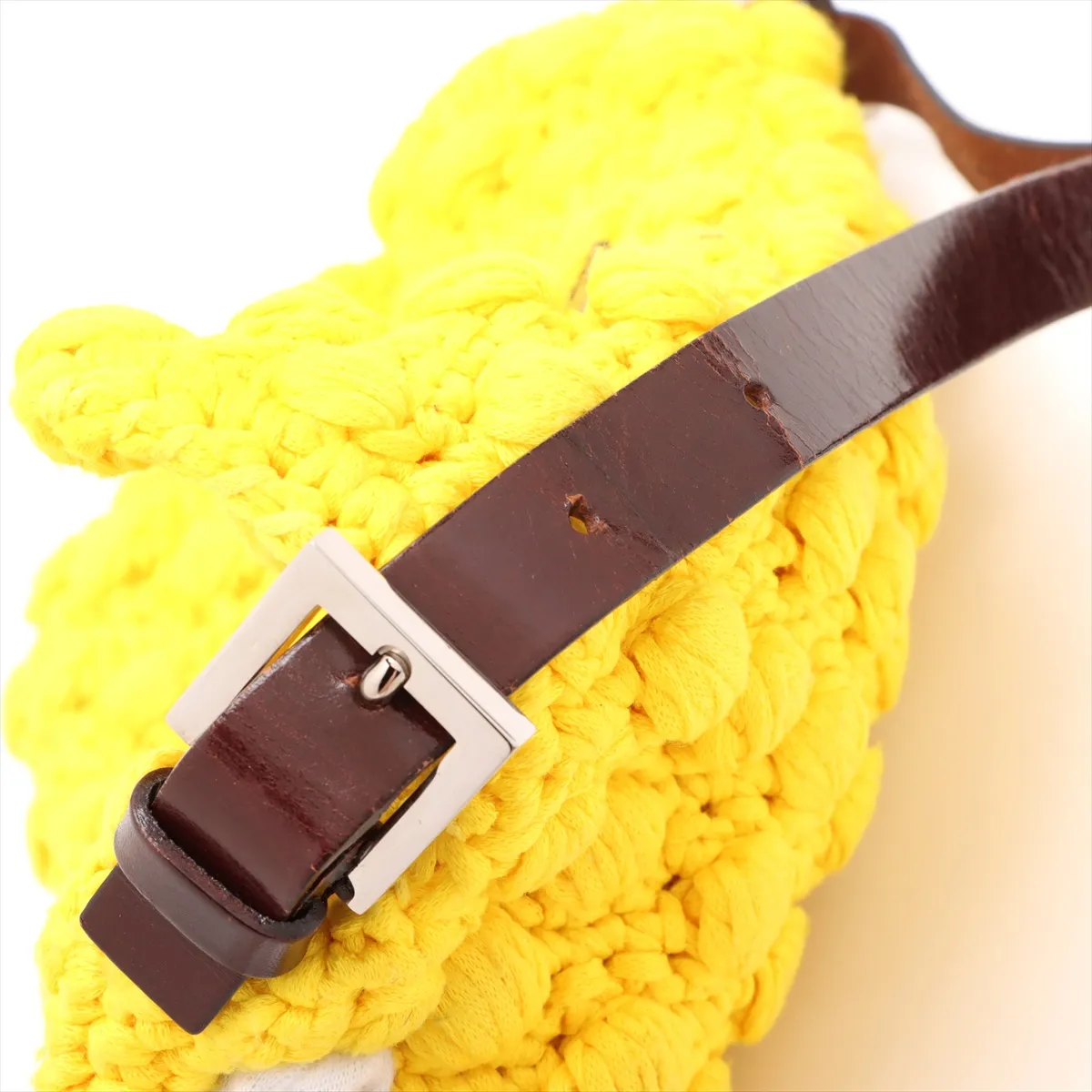 Mamma Bucket Knit x Leather Shoulder Bag Yellow x Brown — view 14