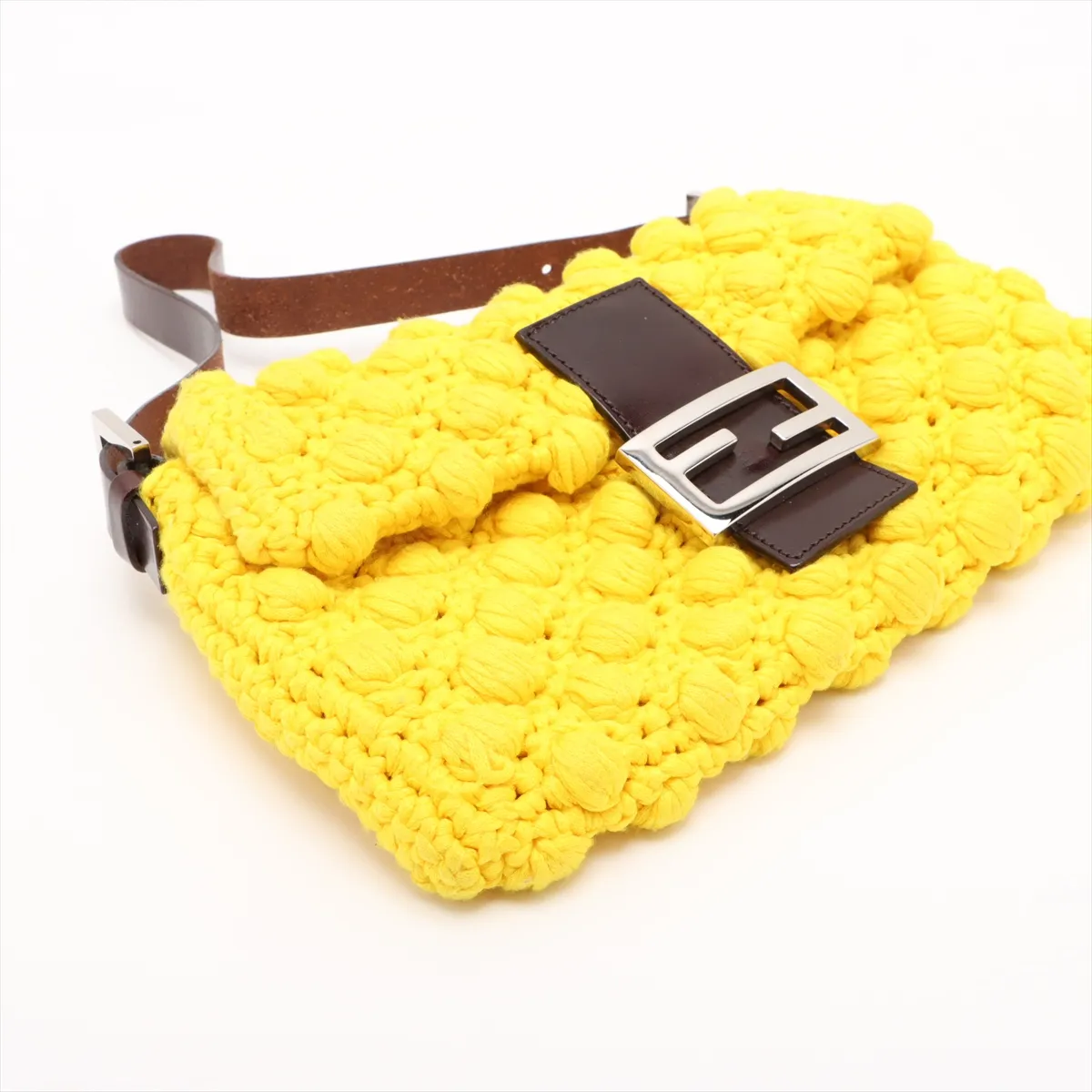 Mamma Bucket Knit x Leather Shoulder Bag Yellow x Brown — view 4