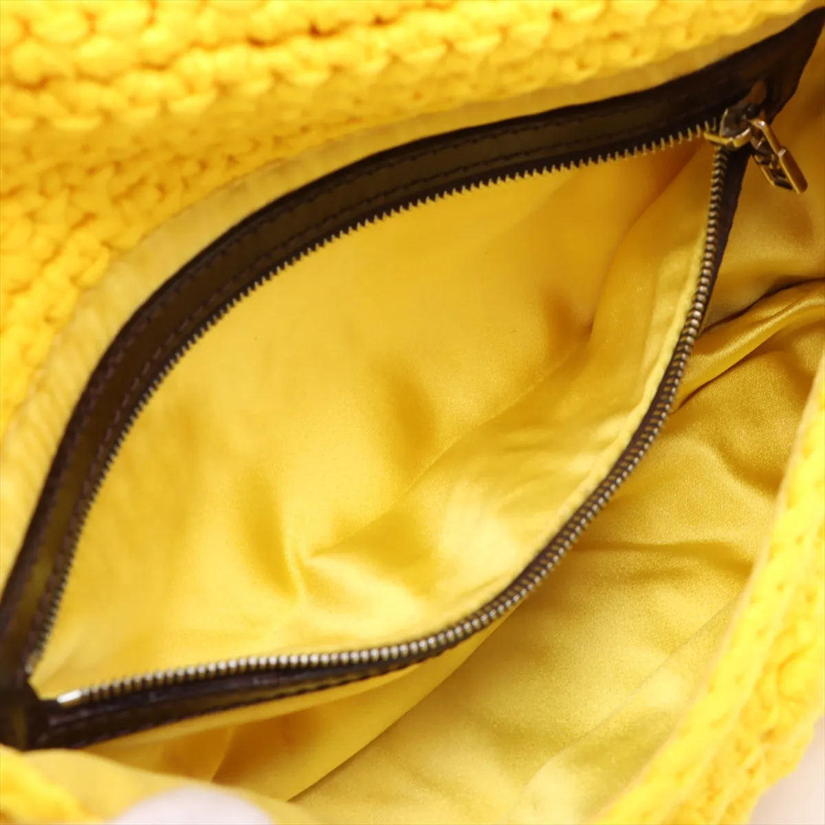 Mamma Bucket Knit x Leather Shoulder Bag Yellow x Brown — view 8