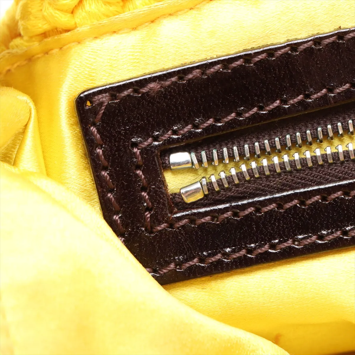 Mamma Bucket Knit x Leather Shoulder Bag Yellow x Brown — view 10