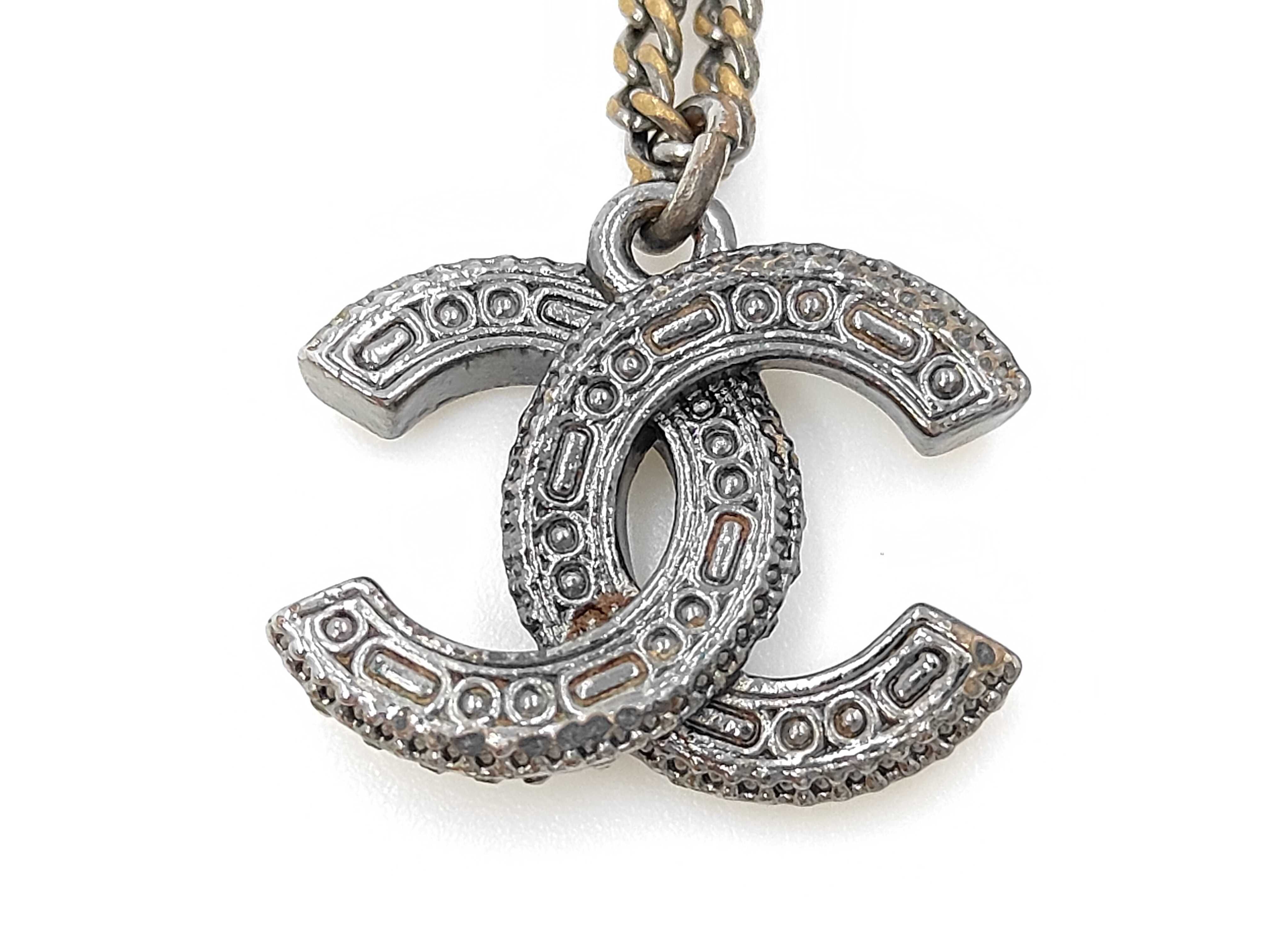 Necklace, Coco Mark, Rhinestone, Black x Clear, A16V Necklace — view 3