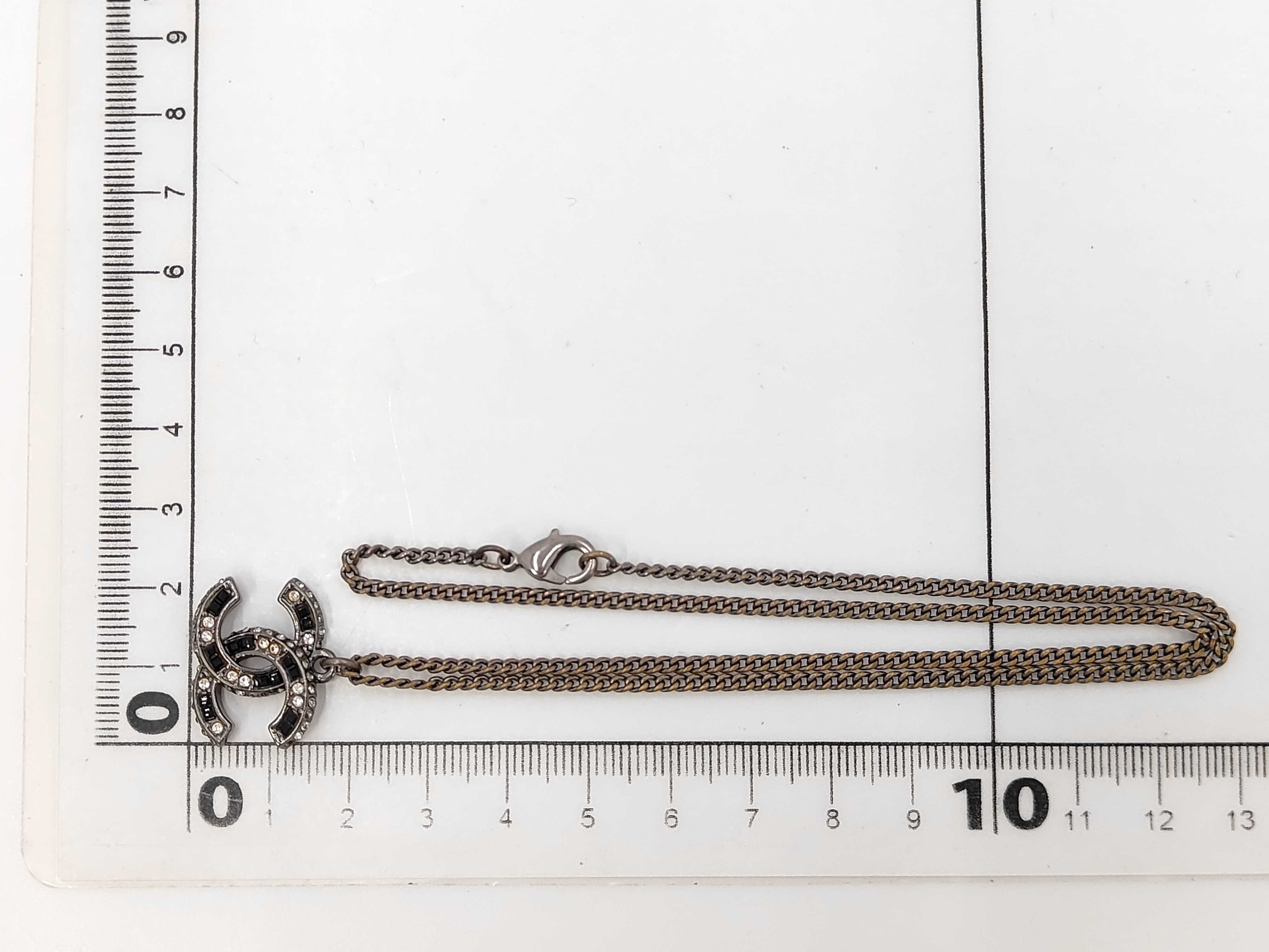 Necklace, Coco Mark, Rhinestone, Black x Clear, A16V Necklace — view 7