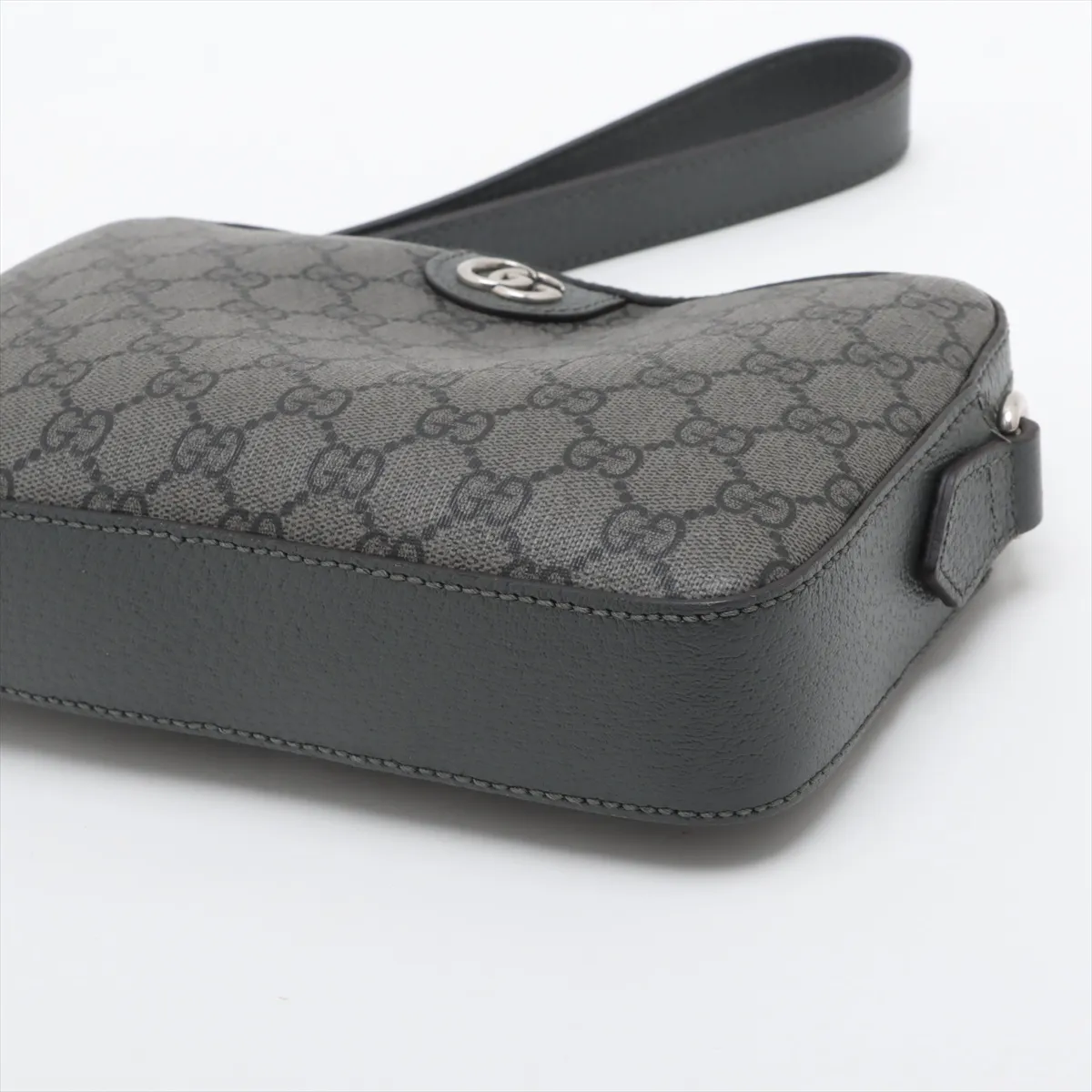 GG Supreme PVC x Leather Shoulder Bag Gray 699439 — view 3