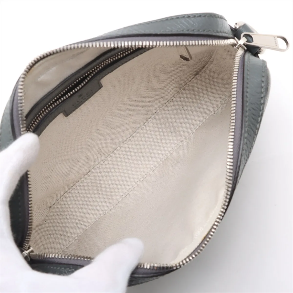 GG Supreme PVC x Leather Shoulder Bag Gray 699439 — view 7