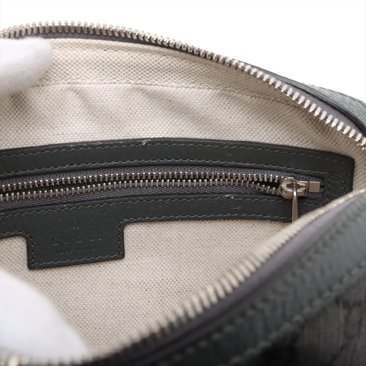 GG Supreme PVC x Leather Shoulder Bag Gray 699439 — view 10